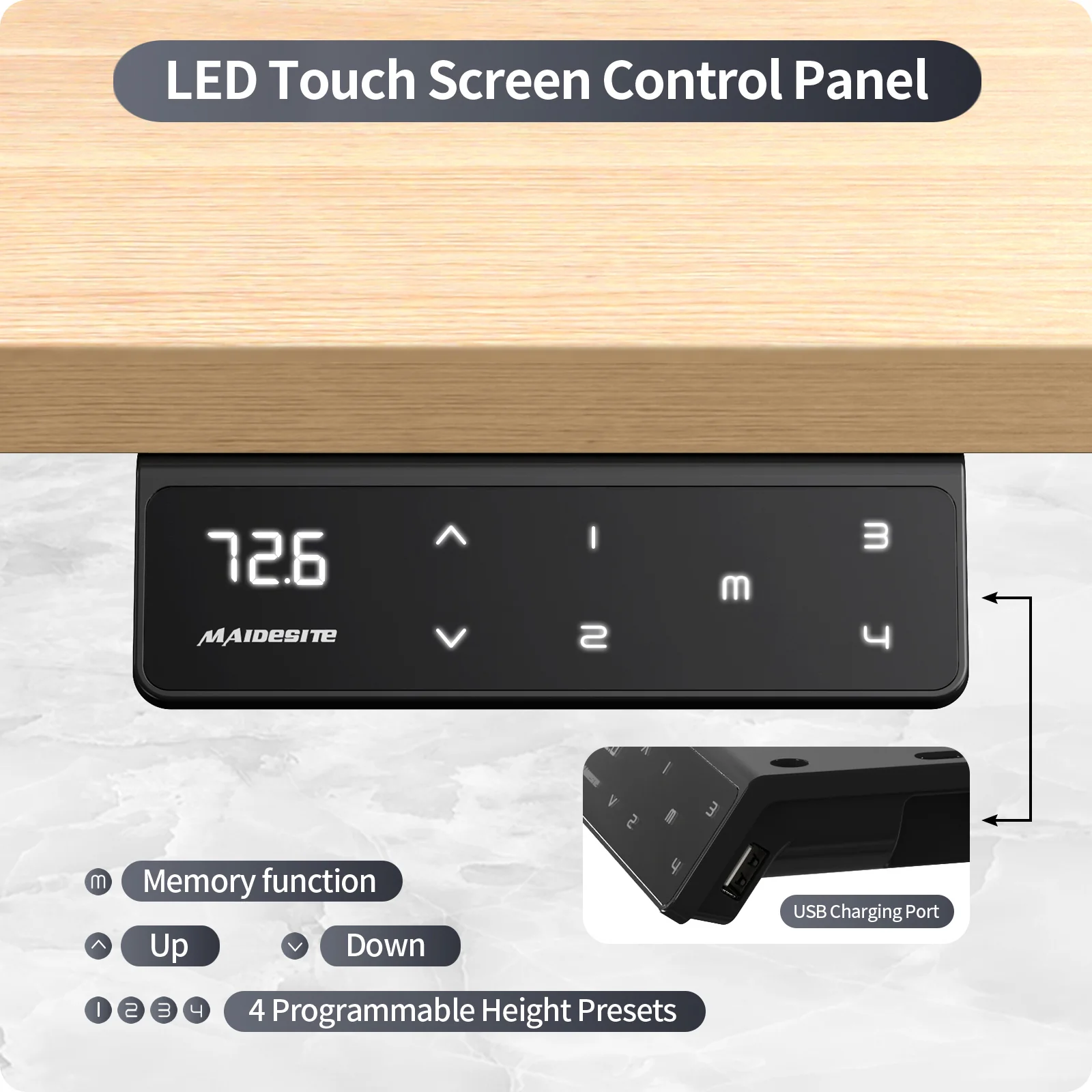 Escritorio Eléctrico Regulable en Altura Maidesite M2 de 140 x 71 cm con Kit de Accesorios para Oficina en Casa