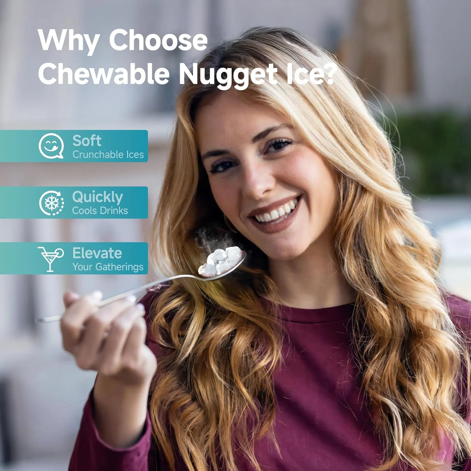 Fabricante de Hielo en Piezas EUHOMY para Mostrador – Listo en 8 Minutos, 16 kg/24H, Autolimpiante, Máquina de Hielo Portátil con Pala y Cubeta, Hielo Sonic Comestible para Casa, Fiestas, Camping o Caravana