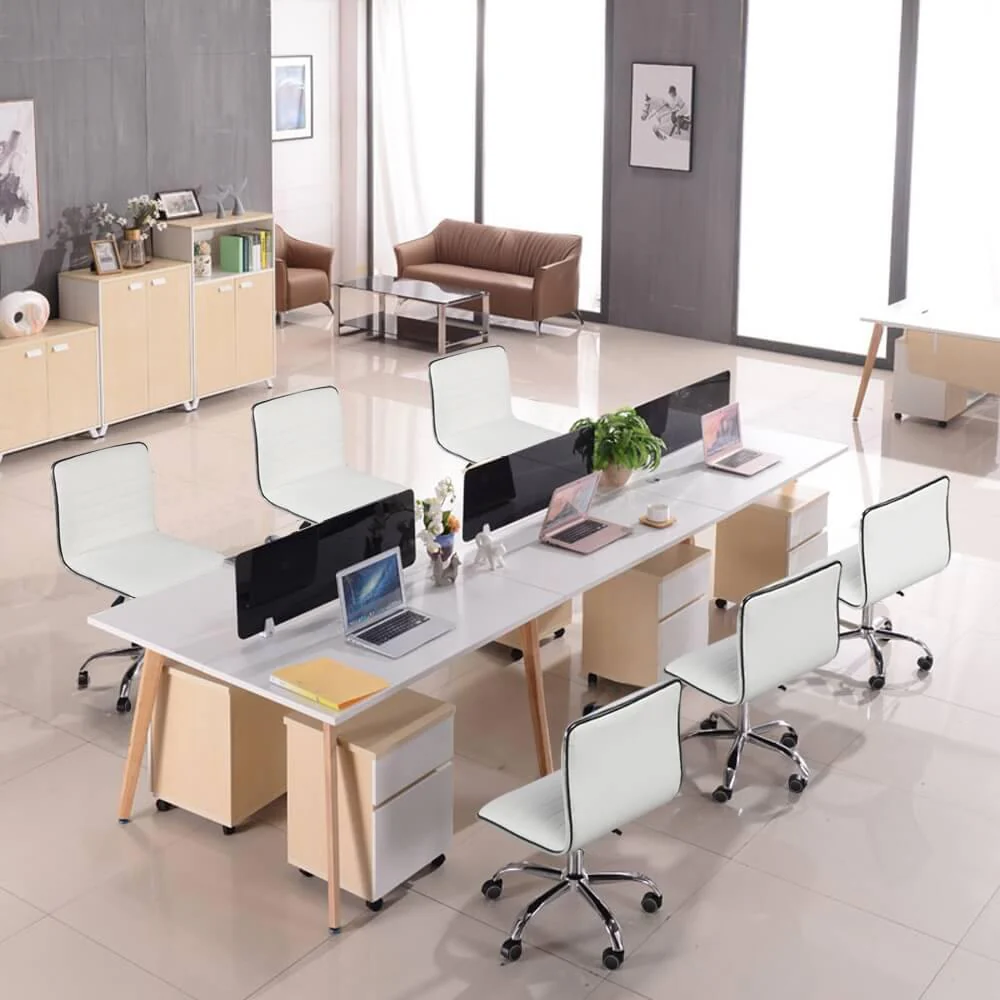 Silla de Oficina Yaheetech de Cuero PU, Respaldo Bajo, Altura Ajustable 41,5-56,5 cm