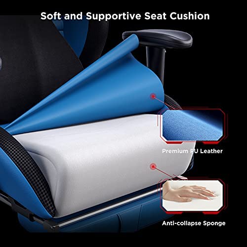 AutoFull Escritorio de Juego y Silla de Oficina con Soporte Lumbar Ergonómico, Estilo Racing, Cuero PU, Silla de Tarea Giratoria Ajustable de Espalda Alta para PC