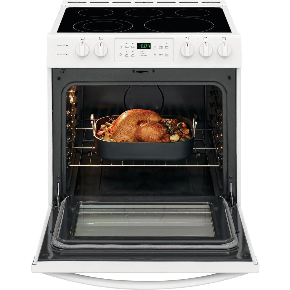 2025 Horno Eléctrico de 30 in. y 5.0 cu. ft. – Blanco con Vidrio Negro NVS