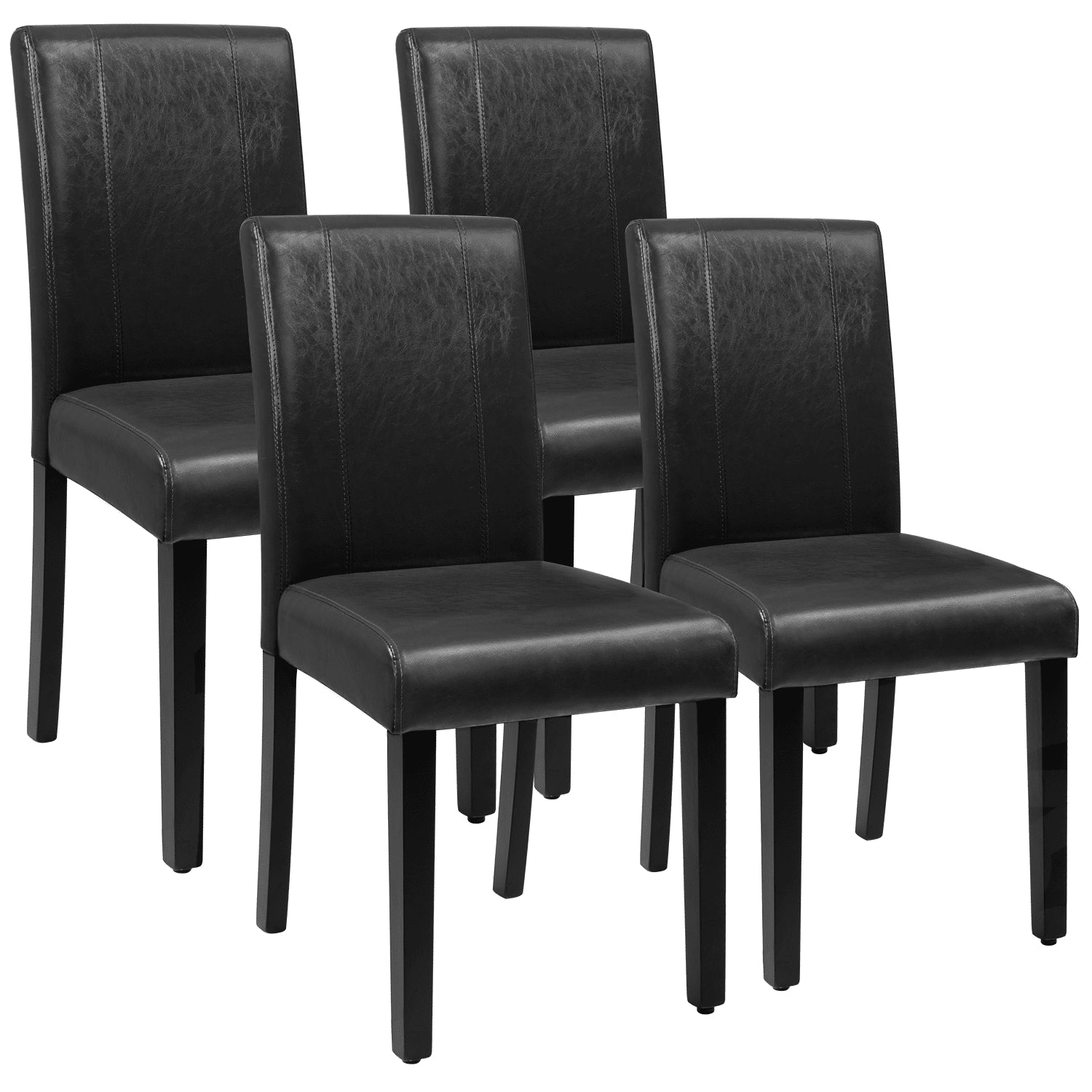 Lacoo Set de 4 Sillas de Comedor Estilo Urbano de PU con Patas de Madera, Negros
