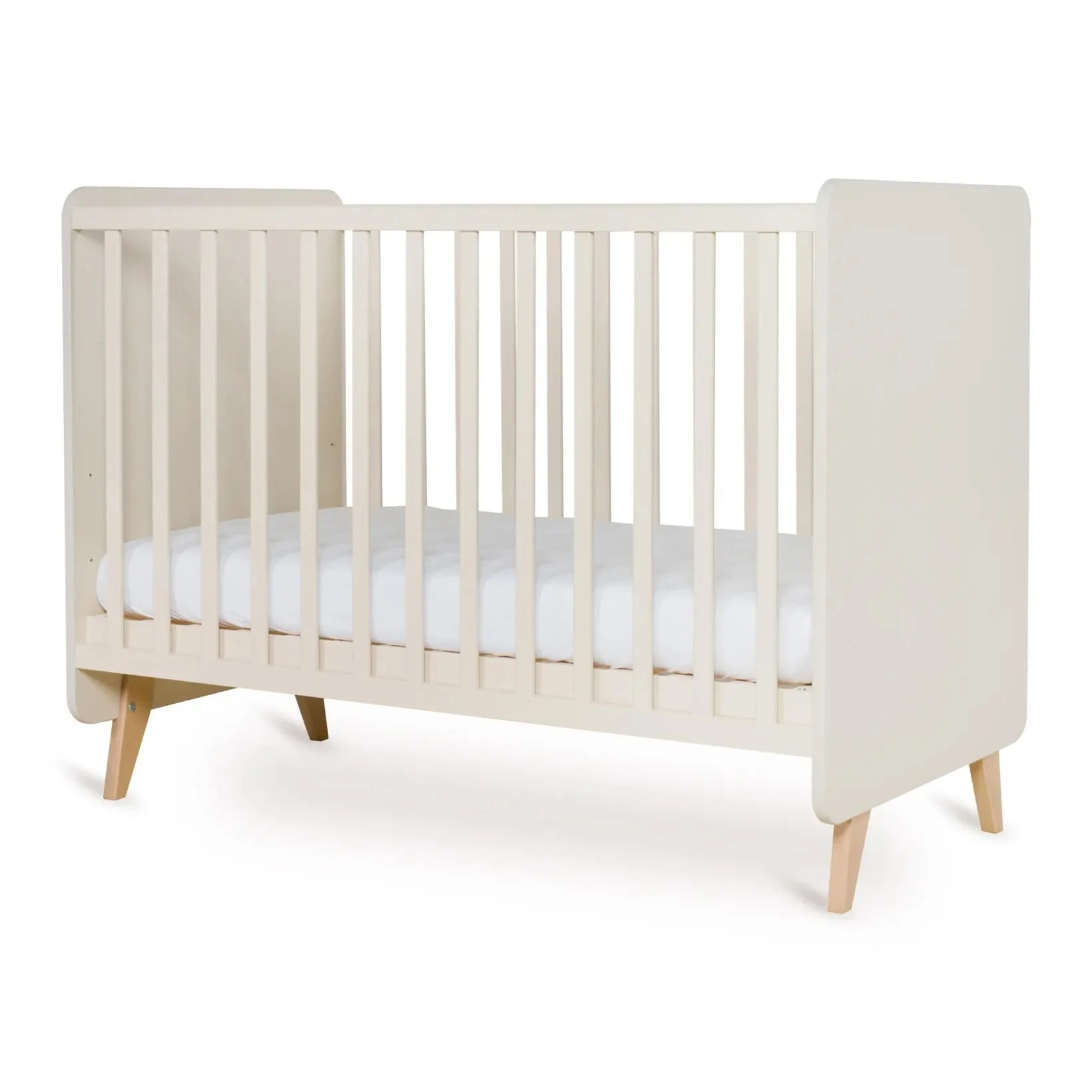 2025 Cuna Quax Loft – Diseño escandinavo, somier con altura ajustable | 60x120 cm | Greige y madera de haya | Certificación FSC | Con somier, sin colchón