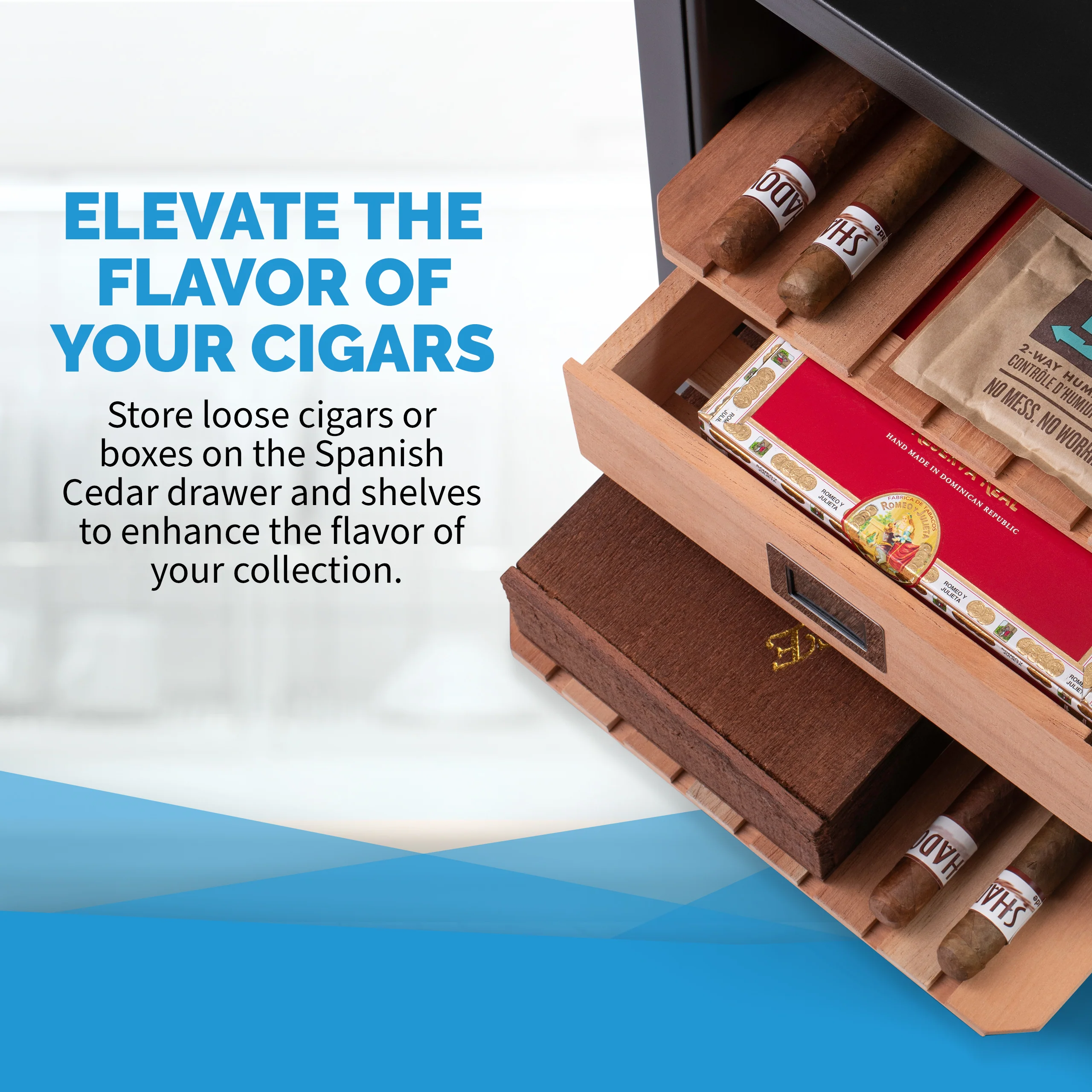 2025 Humidor eléctrico para puros Newair® con Opti-Temp™, capacidad para 250 puros