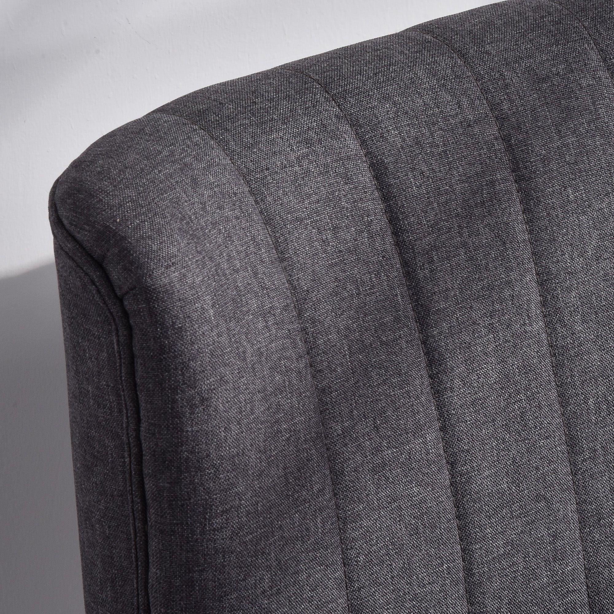 Sofá moderno de lino para 2 plazas, sofá compacto con acolchado y patas de madera, gris