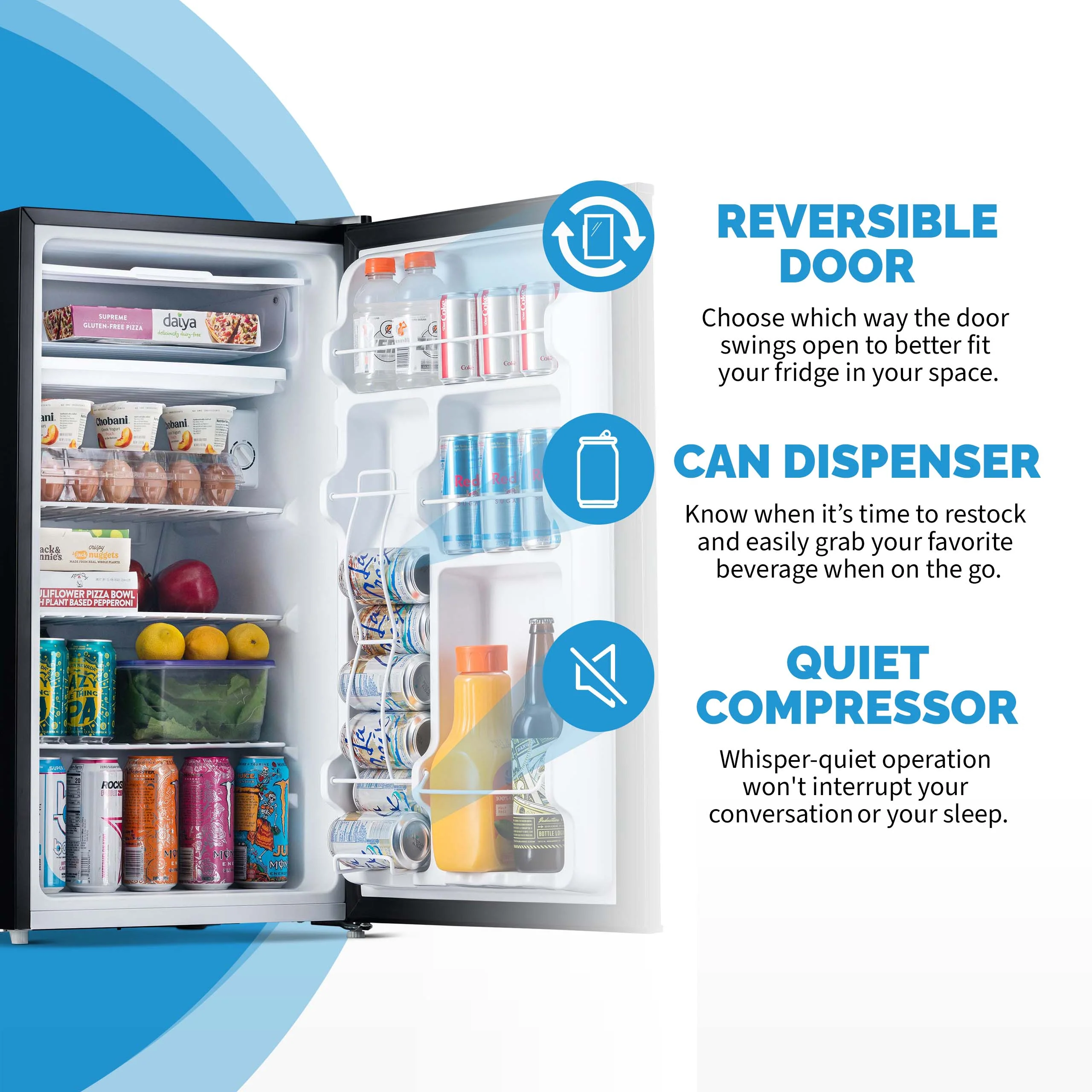 2025 Refrigerador Mini Bar Compacto Newair con Congelador – Negro (3,3 pies³)