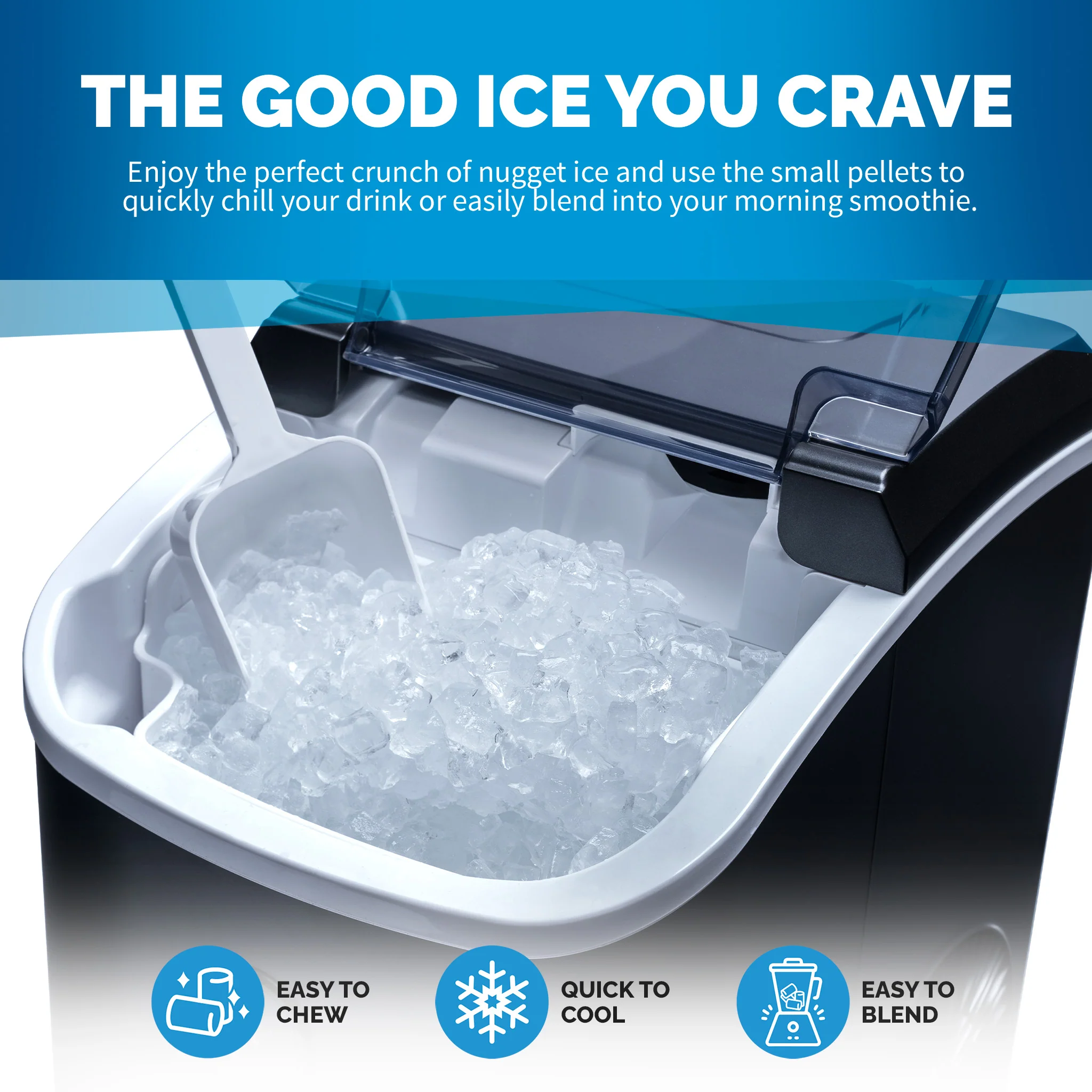 2025 Máquina de Hielo en Trozos de Mostrador Newair® – 33 lb/día