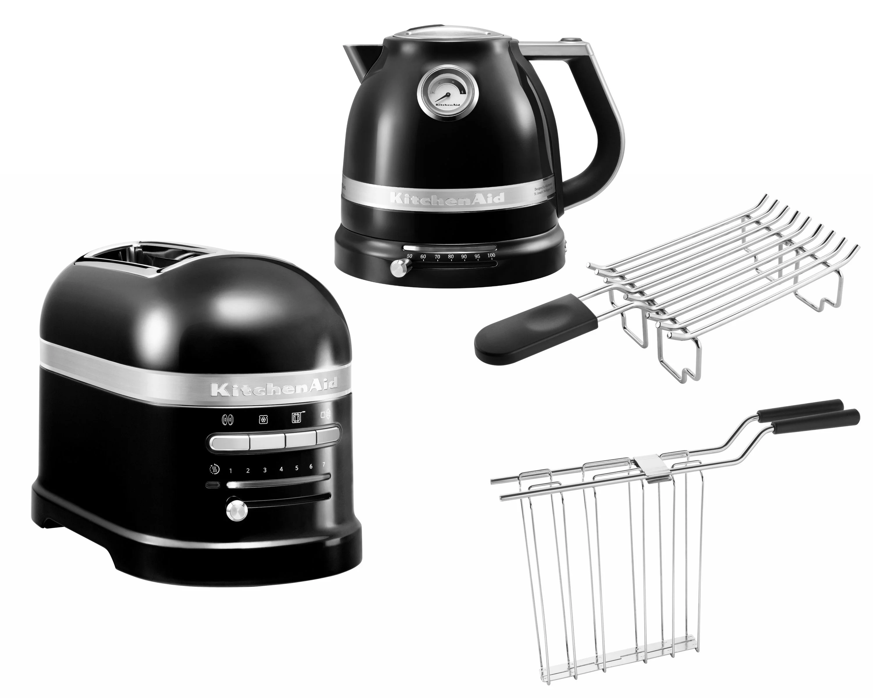 2025 Set de desayuno KitchenAid Artisan con hervidor 5KEK1522, tostadora de 2 ranuras 5KMT2204 y soporte para panecillos