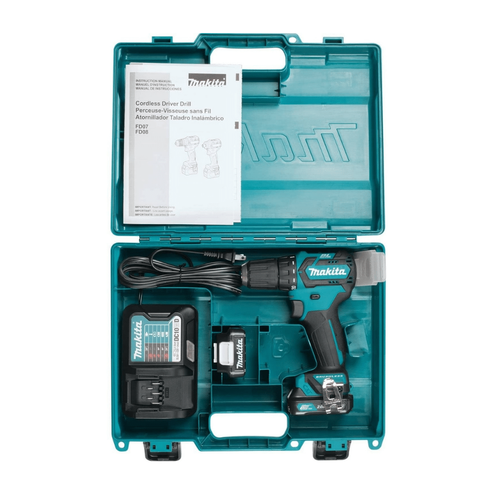 2025 Kit de Taladro-Atornillador Cordless Makita FD07R1 12V MAX CXT con Motor sin Carbón, 3/8 Pulgadas