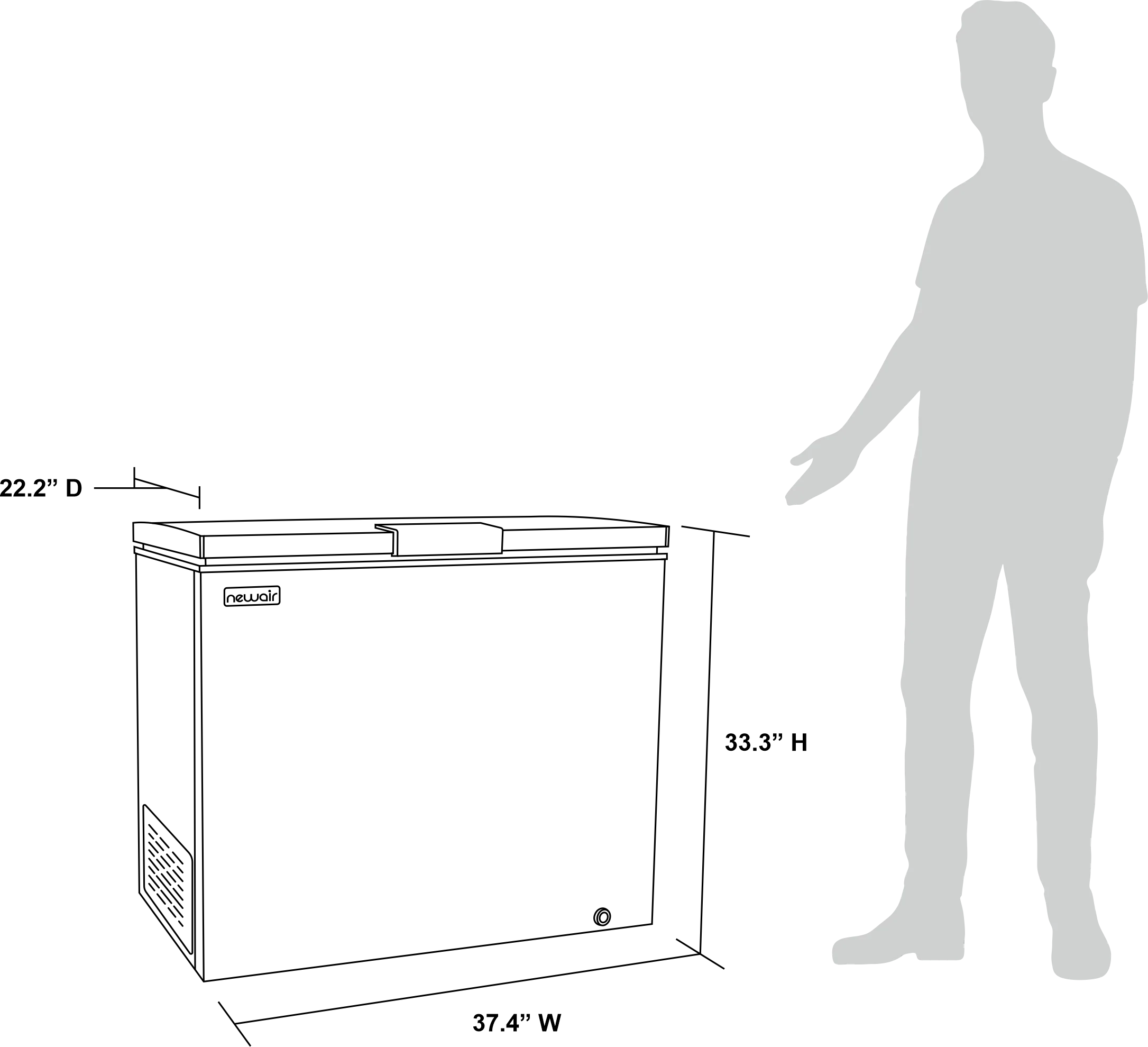2025 Congelador tipo baúl compacto Newair®, 6.7 pies cúbicos – Negro