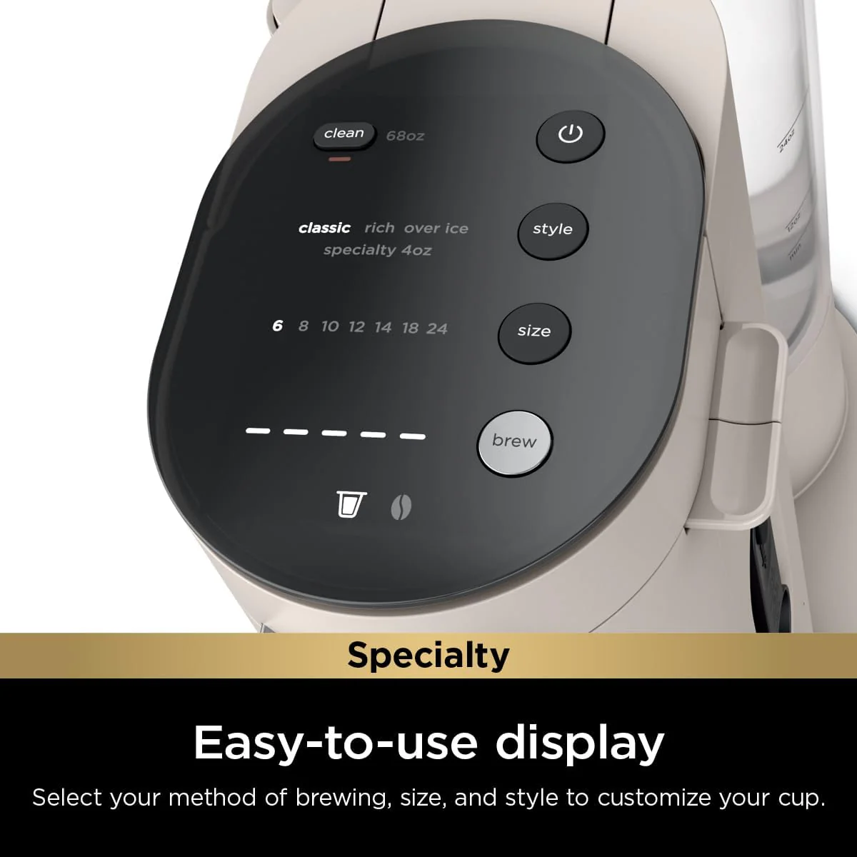 2025 Cafetera de porción individual Ninja Pods & Grounds, compatible con K-Cup, prepara café molido o cápsulas, diseño compacto, depósito de 56 oz, tamaños de taza de 6 oz a 24 oz para viaje, café frío, color piedra, modelo PB041ST