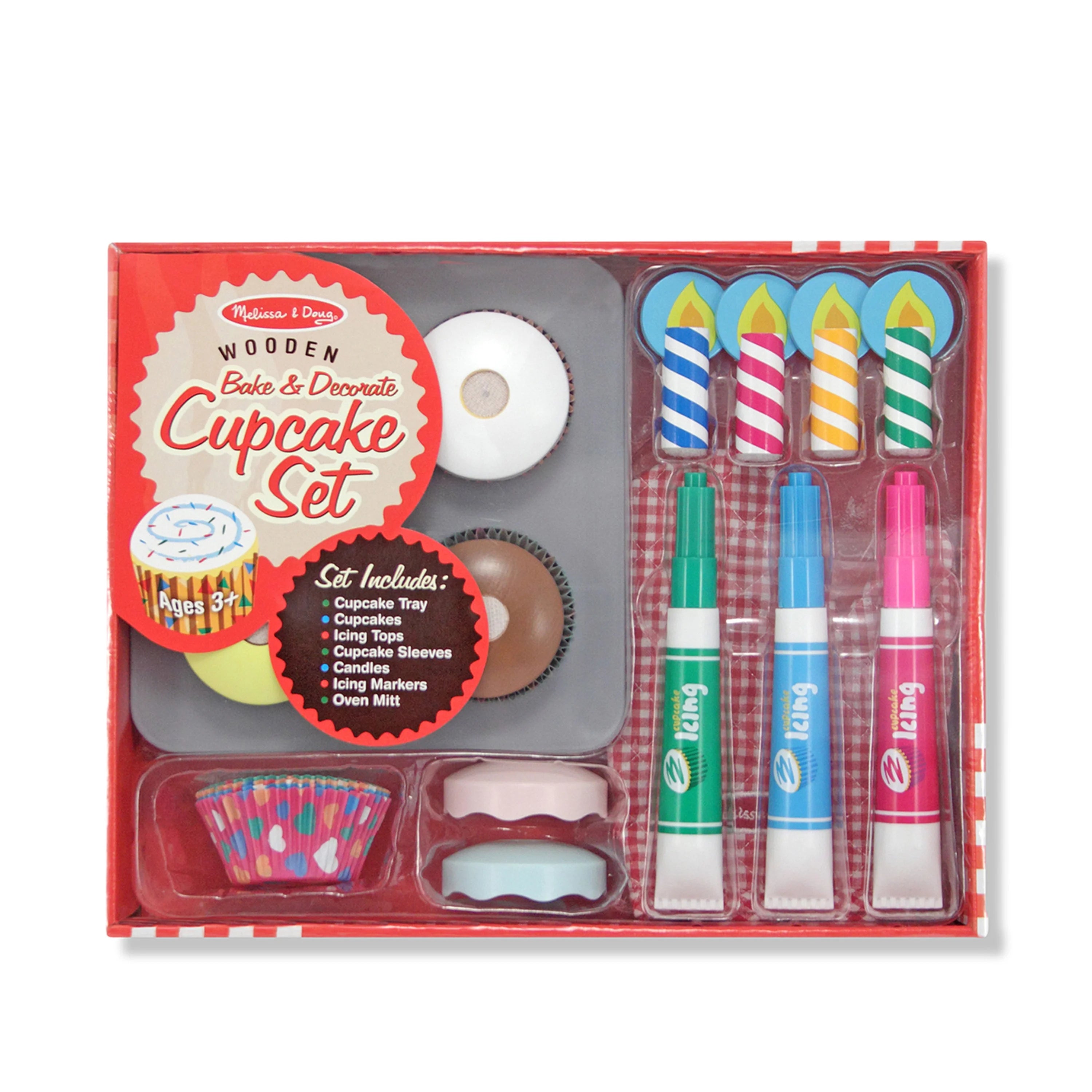 Melissa & Doug Juego de Juguete para Hornear y Decorar Cupcakes de Madera – Certificado FSC