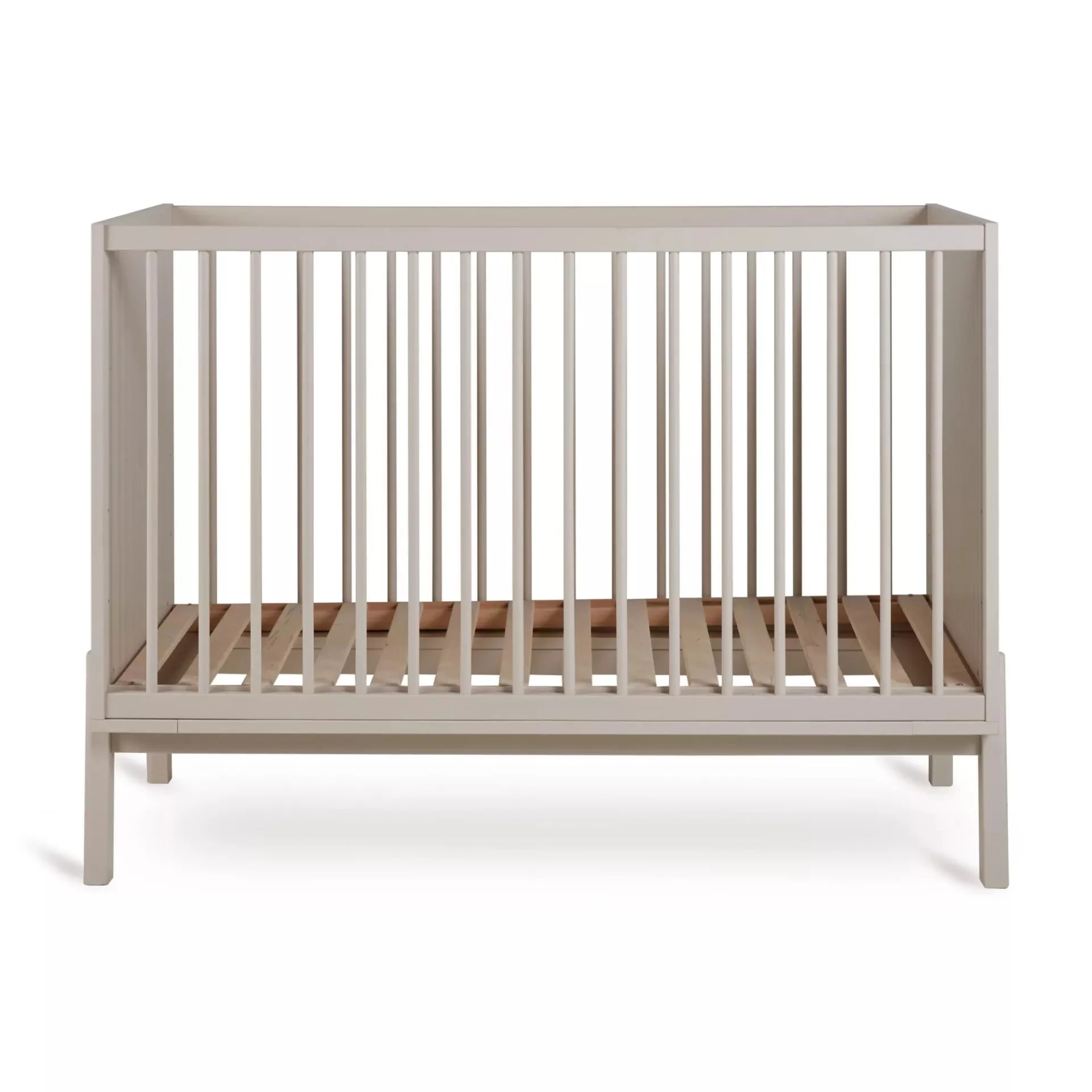 2025 Cuna Quax Ashi – 60x120 cm | Ajustable en 3 alturas | Madera de haya certificada FSC | Color Greige | Con somier de lamas, sin colchón