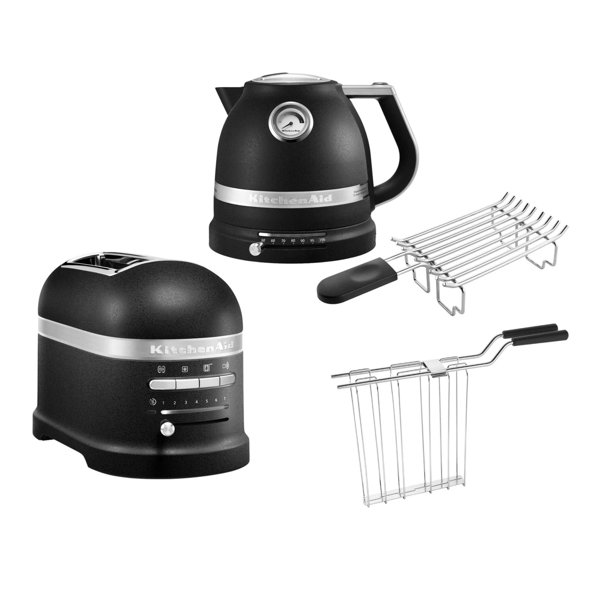 2025 Set de desayuno KitchenAid Artisan con hervidor 5KEK1522, tostadora de 2 ranuras 5KMT2204 y soporte para panecillos