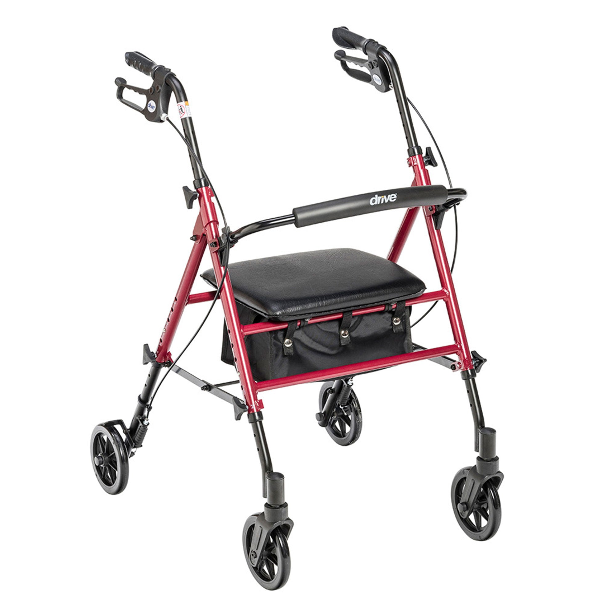 2025 Andador de altura ajustable en aluminio con ruedas de 15 cm, rojo – Drive Medical