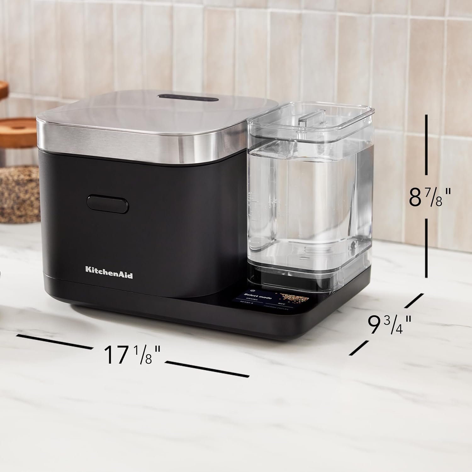 Cocinero de Granos y Arroz KitchenAid de 8 Tazas con Balanza Integrada y Cocción Programada, KGC3155BM
