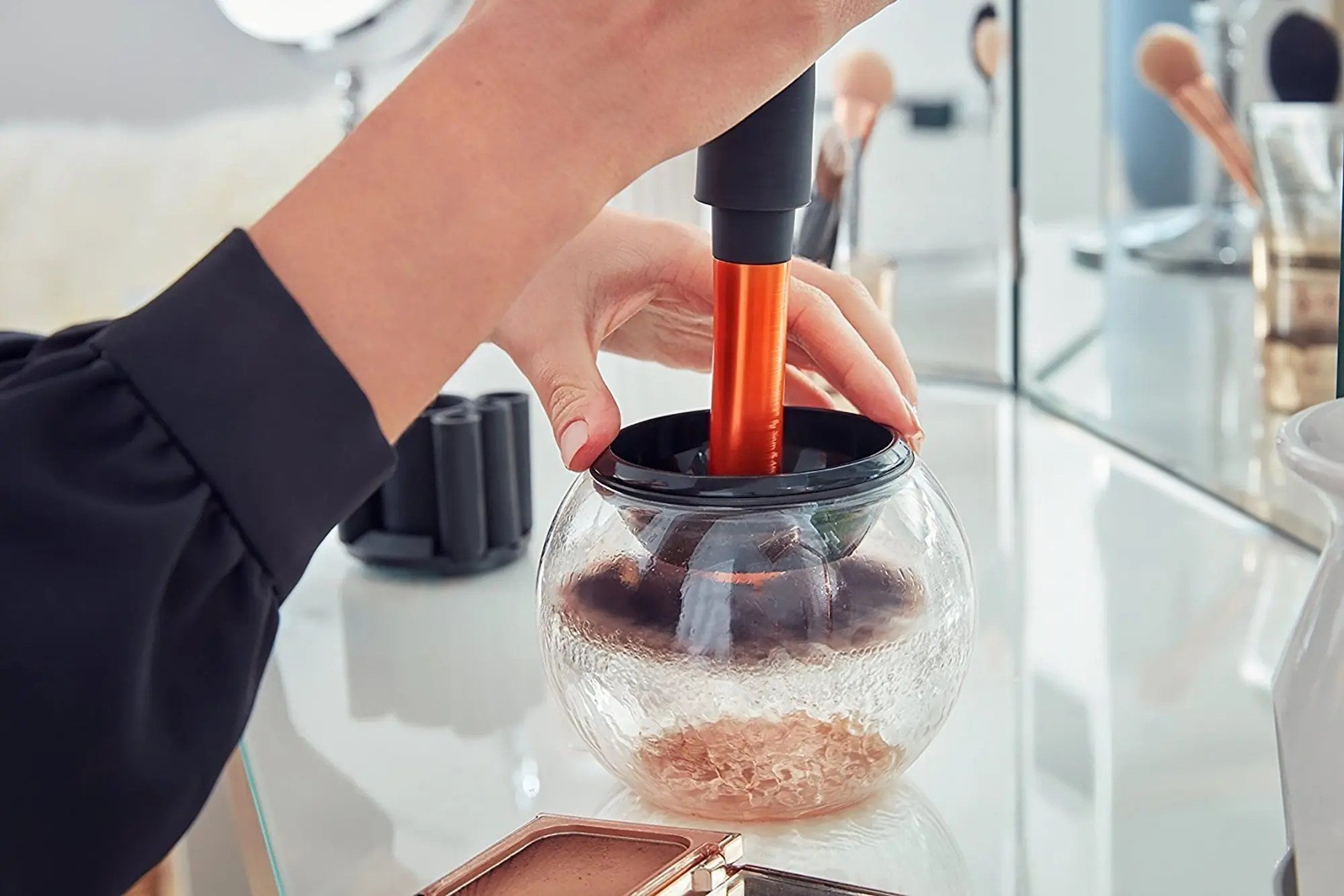 Limpiador de Brochas de Maquillaje Eléctrico con Centrifugado – Wrinse™