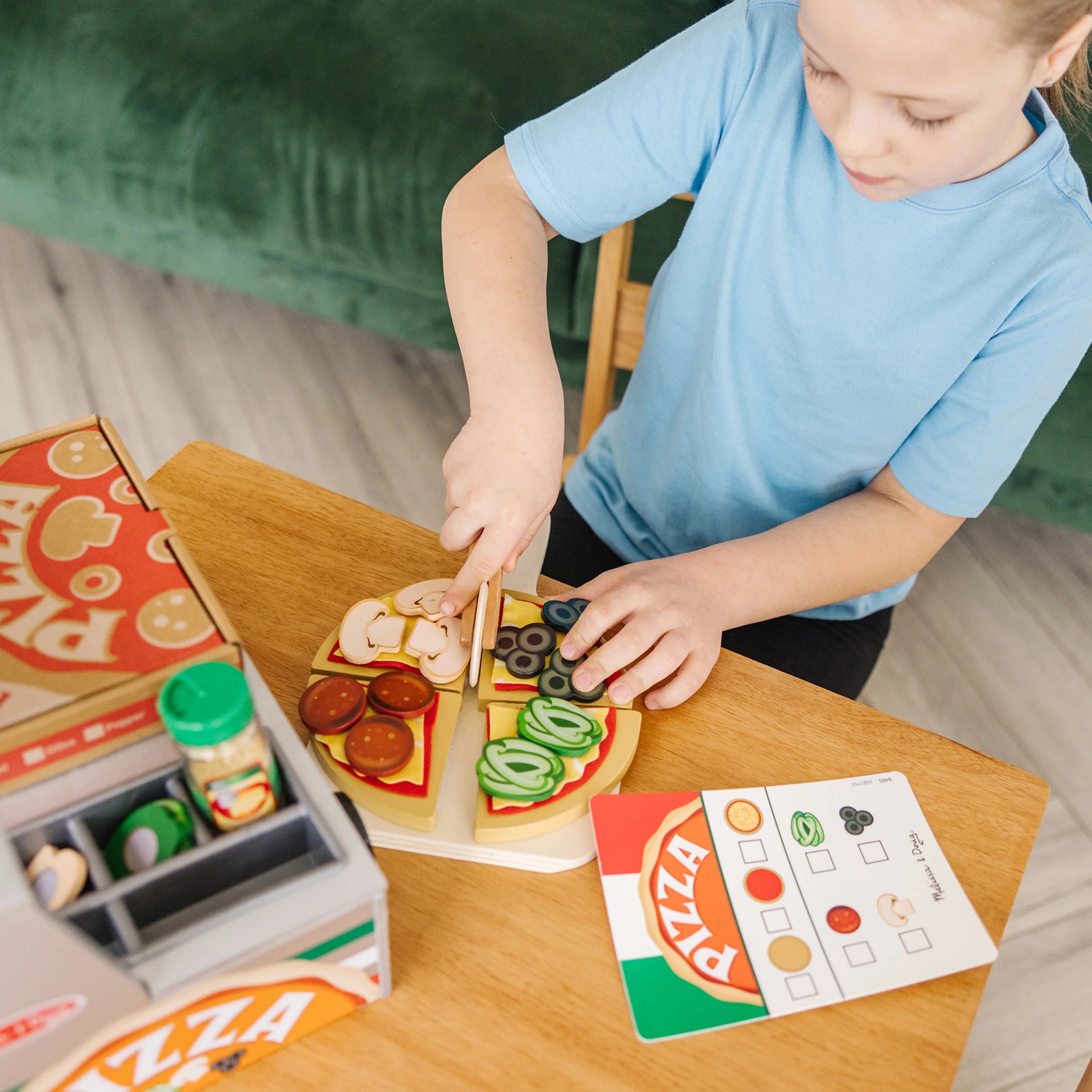 Melissa & Doug Mostrador de Pizza para Jugar Top & Bake de Madera (41 Piezas) – Certificado FSC
