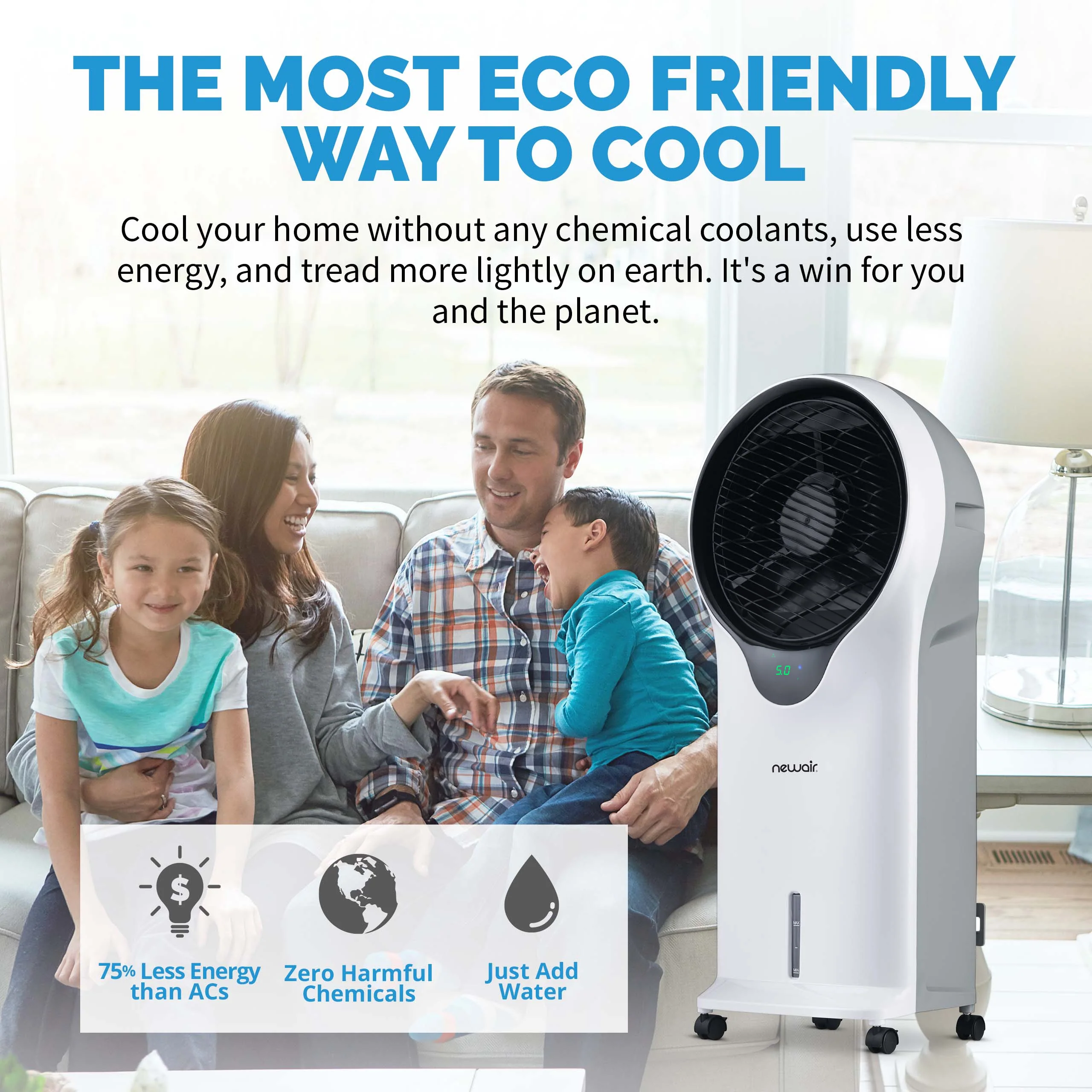 2025 Newair® Enfriador de Aire Evaporativo y Ventilador Portátil 470 CFM – Blanco
