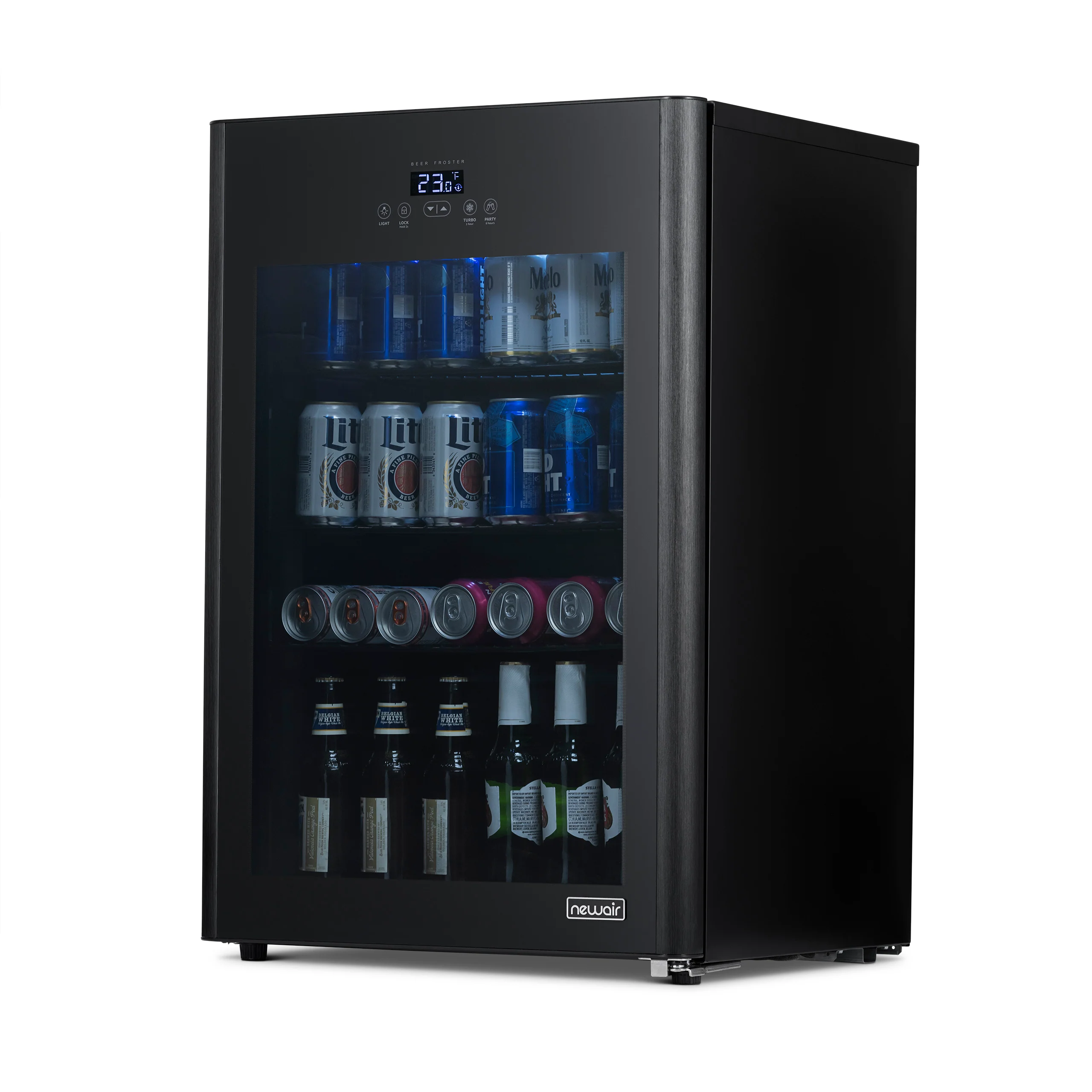 2025 Newair® Refrigerador de Bebidas Negro Independiente para 125 Latas con Función de Congelación Rápida – 22,1”