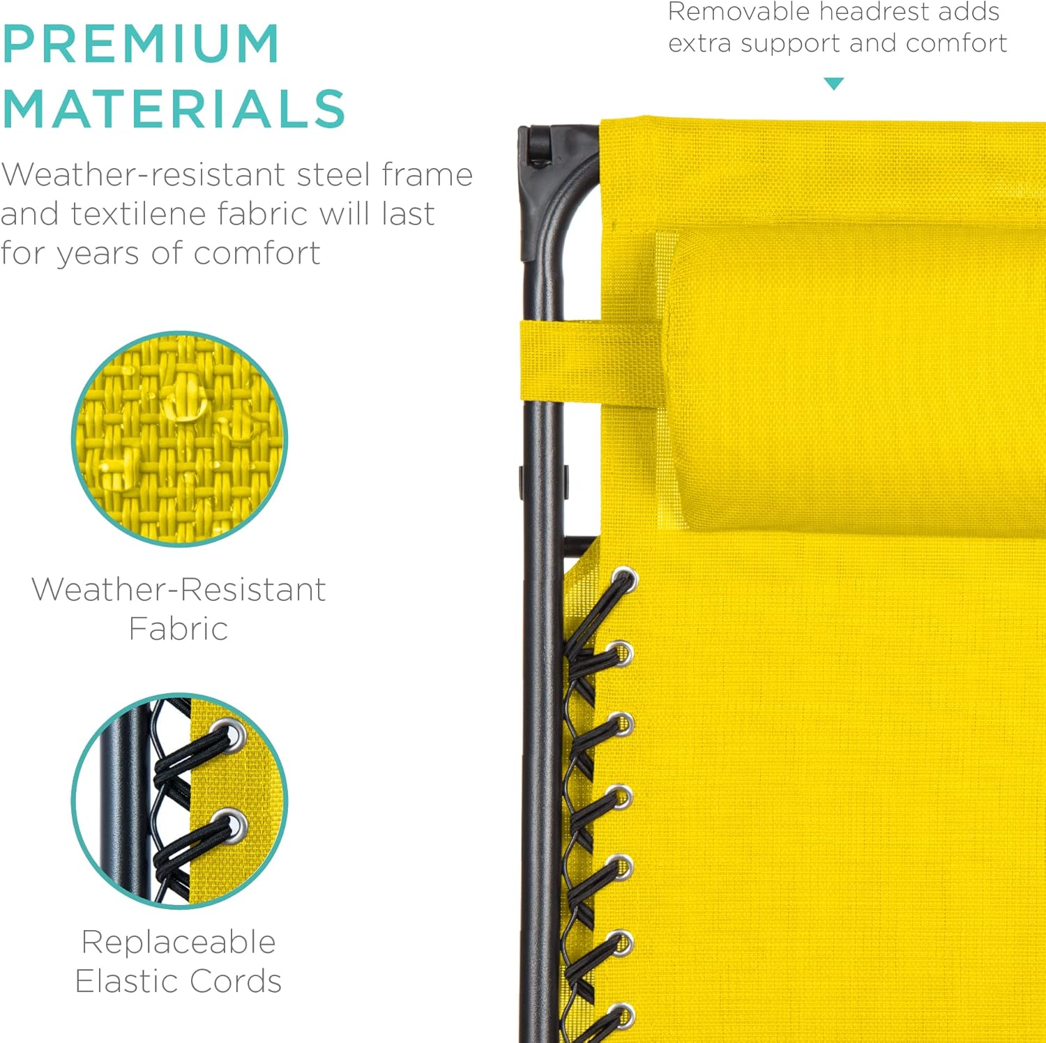 Best Choice Products – Silla Reclinable de Patio con Gravedad Cero, Ajustable y Plegable para Exteriores con Dosel, Almohada Cervical y Bandeja Lateral, Textileno – Azul Pavo Real