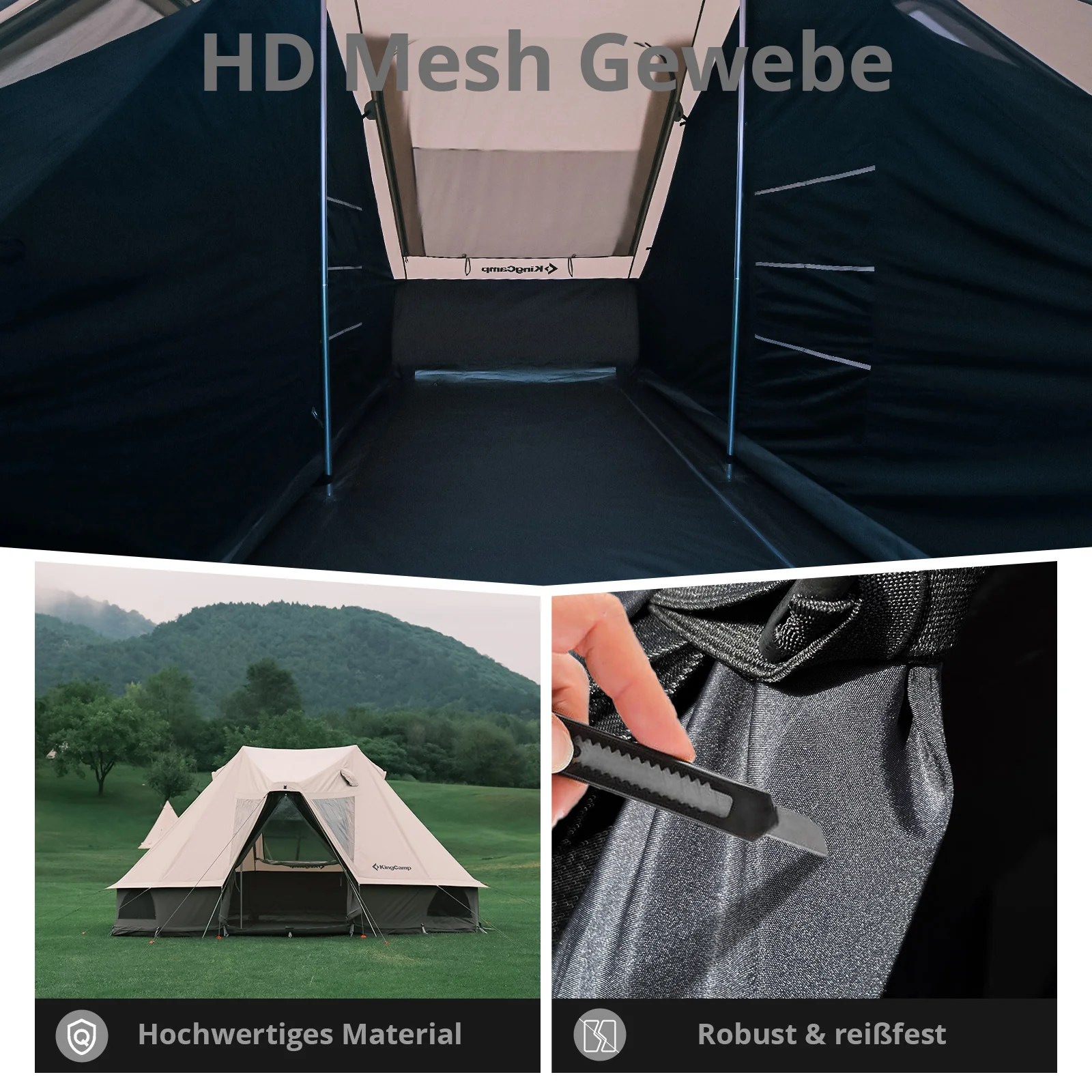 2025 KingCamp Tienda interior para Khan Palace – Cabina de descanso oscurecedora con ventilación de malla, suelo impermeable y espacio para 2 personas