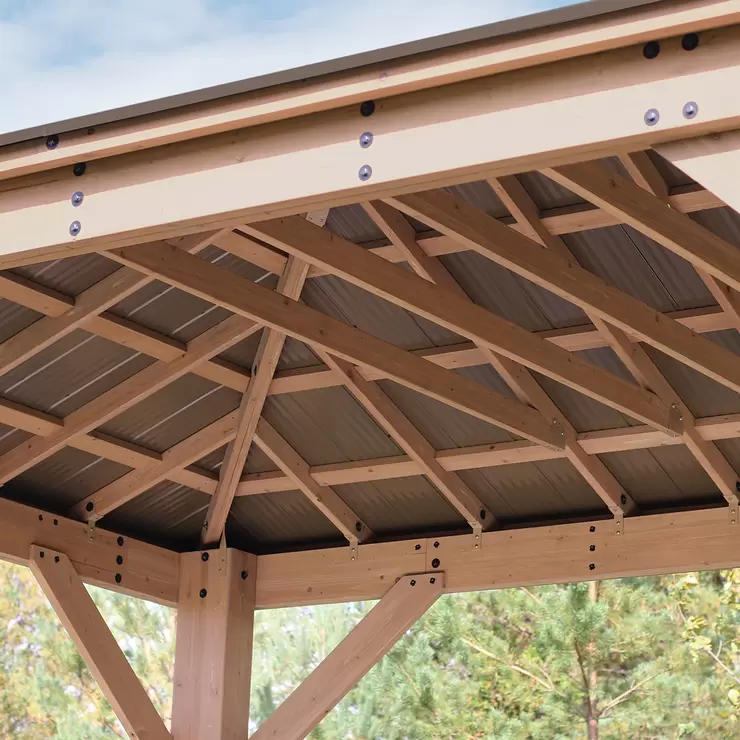 2025 Yardistry Pabellón de Madera 12 x 16 pies (3,7 x 4,9 m) con Techo de Aluminio