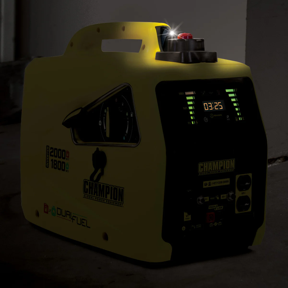 2025 CHAMPION 2000W – Generador inverter Dual Fuel (Gasolina/Propano)
