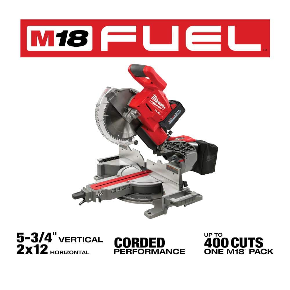 Kit de sierra ingletadora compuesta deslizante de doble bisel M18 FUEL de 18V y 10 pulgadas con motor sin escobillas y batería de 8.0 Ah – Modelo 2734-21