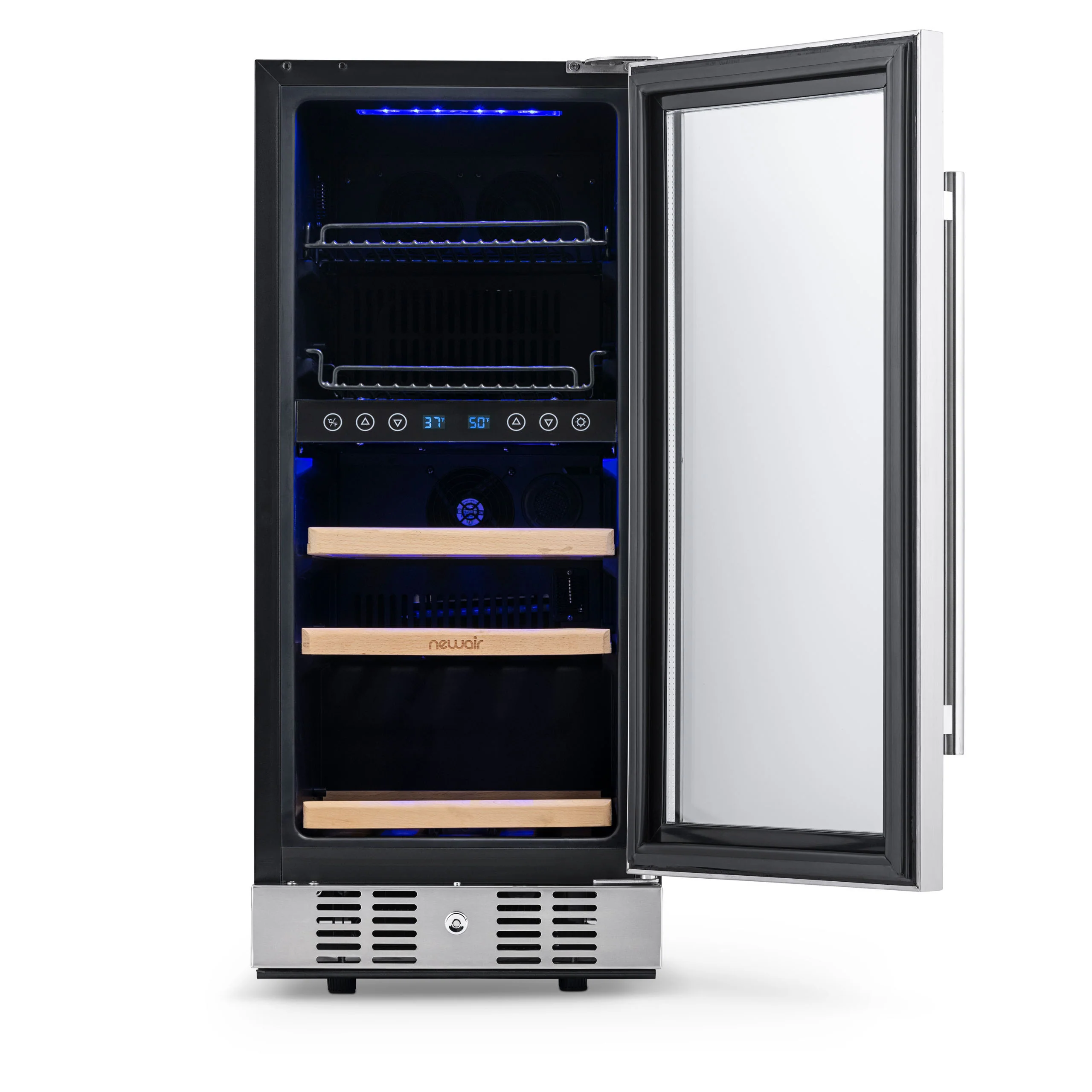 2025 Newair® Refrigerador Empotrable de Doble Zona para Bebidas – 48 Latas y 9 Botellas – 15 Pulgadas