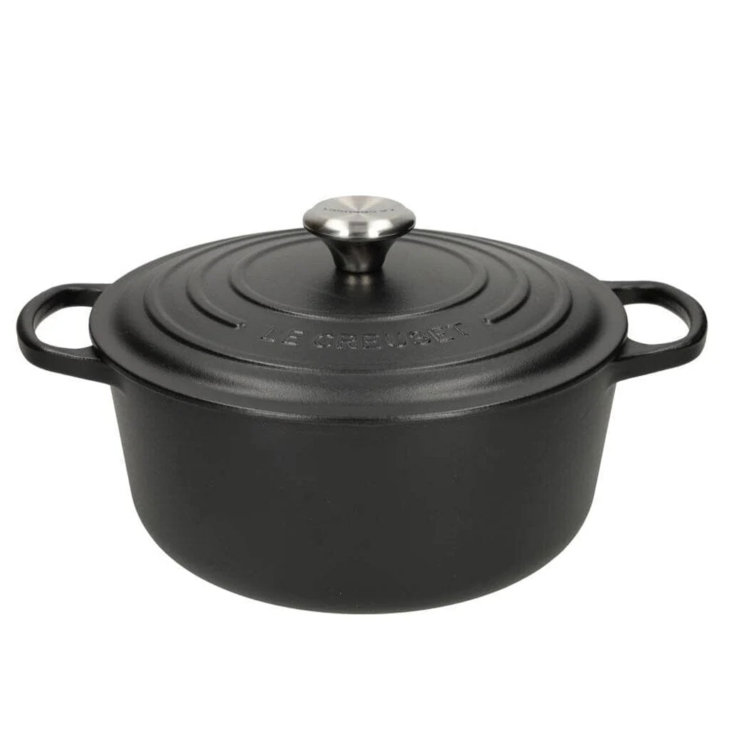 2025 Le Creuset - Sartén para asar / guisar Signature redonda mate negro 26 cm 5,3 l (interior negro)