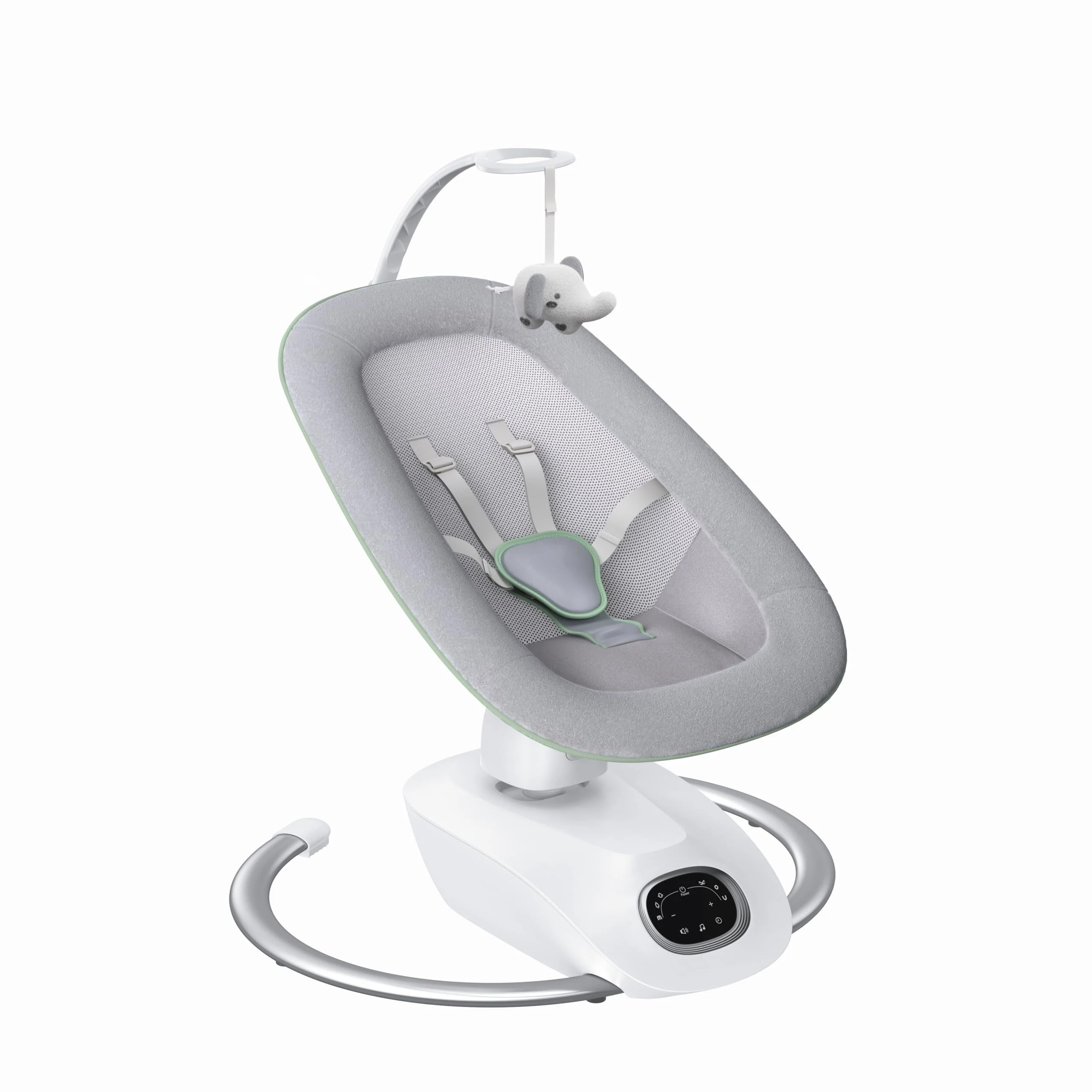 CocoSway Columpio Eléctrico 3D para Bebé – Movimiento Eléctrico para Recién Nacidos, 6 Modos de Balanceo y 4 Velocidades, Control Remoto, 8 Canciones de Cuna, Comodidad para Bebés hasta 9 kg, Acabado en Estilo Adoquines