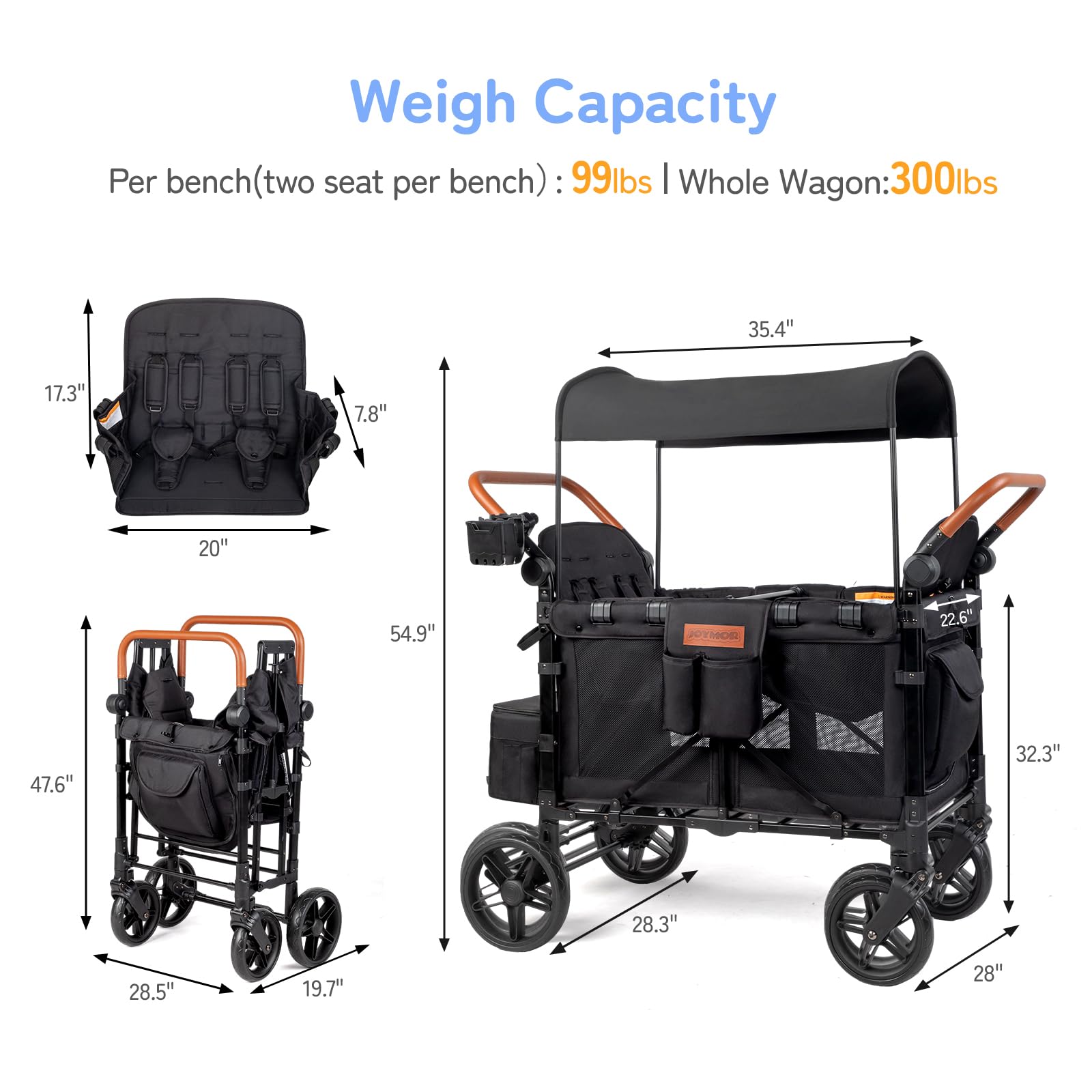 2025 Carrito de Paseo JOYMOR con Asientos y Protección UV WS1CB4SP