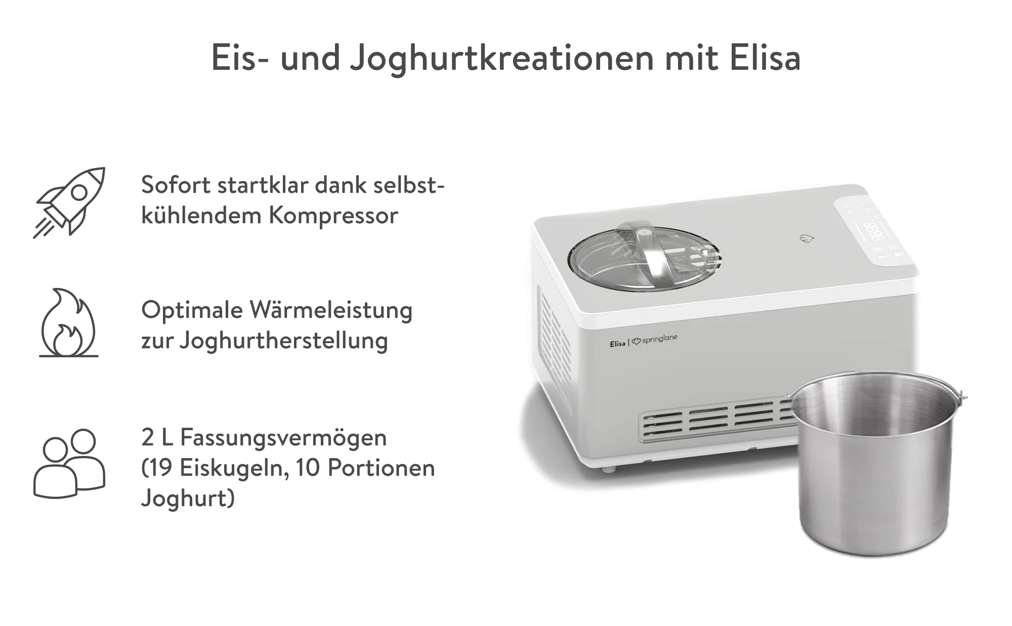 2025 Heladera Elisa 2,0 litros – Negra o Plateada