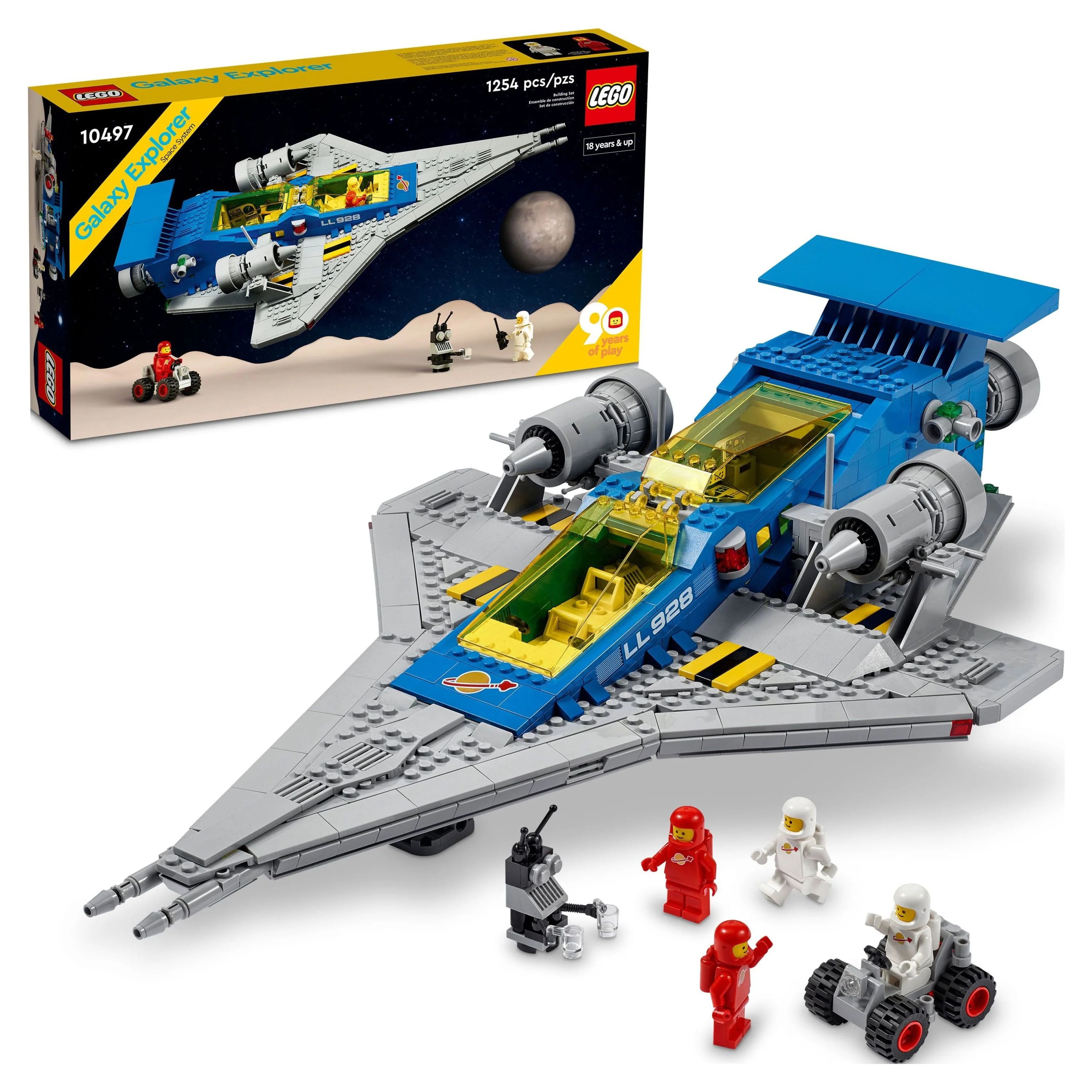 LEGO Icons Explorador Galáctico 10497 – Edición Coleccionable del 90.º Aniversario, Nave Espacial Clásica con Figuras de Astronautas, Set de Construcción para Adultos, Idea de Regalo para Fans del Espacio
