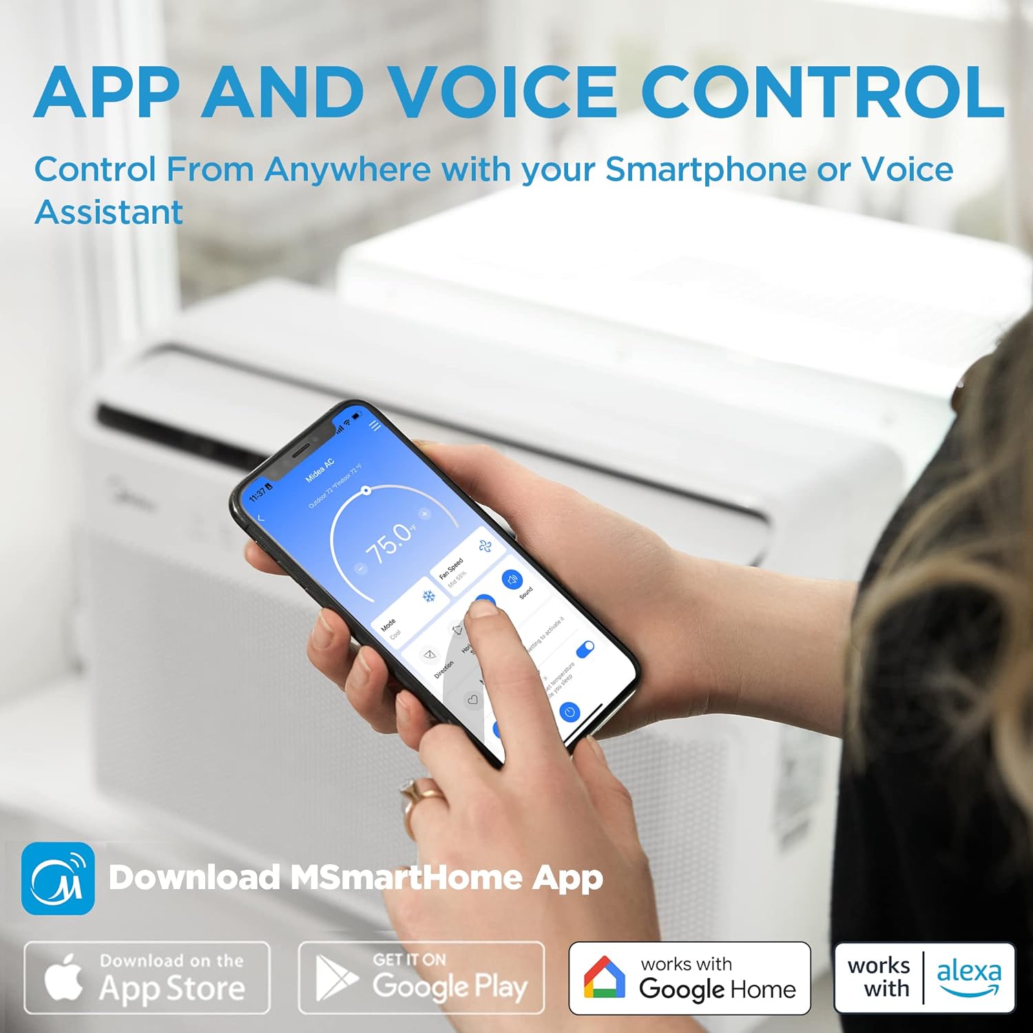 Midea 12,000 BTU Aire Acondicionado de Ventana Inverter Inteligente en Forma de U – Enfría hasta 550 pies², Ultra Silencioso con Flexibilidad para Ventanas Abiertas, Compatible con Alexa/Google Assistant, Ahorro de Energía del 35% (Renovado)