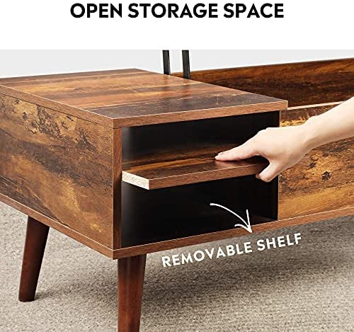 Mesa de Centro WLIVE con Tapa Elevable, Compartimento Oculto y Estante de Almacenamiento Ajustable