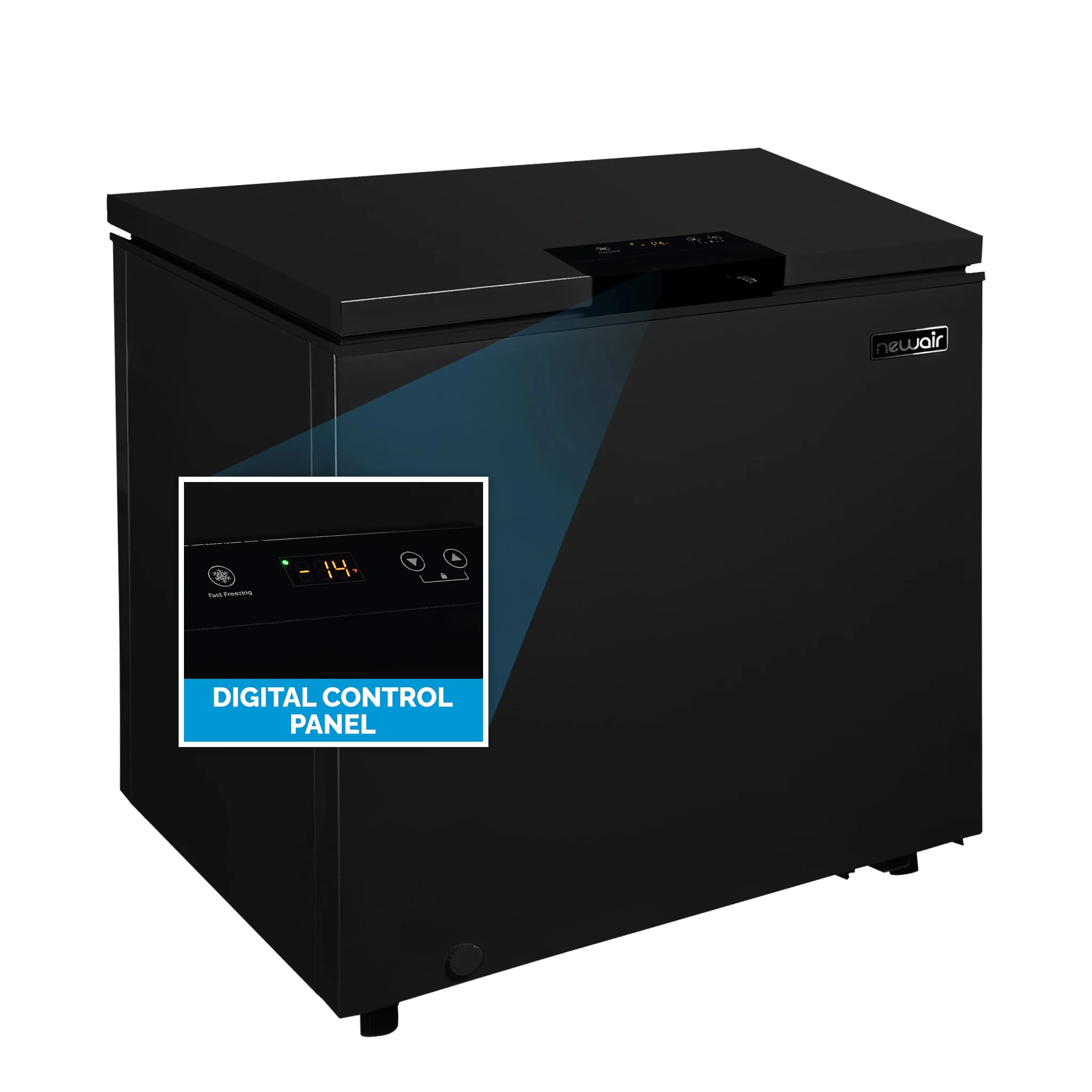 2025 Congelador Horizontal Mini-Profunfo Newair – 5 pies³ – Negro