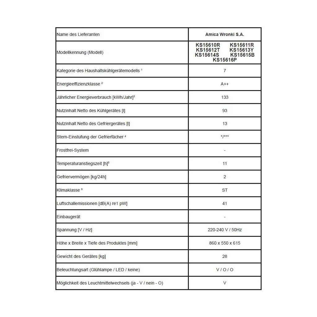 2025 Amica KS 15615 B Frigorífico con congelador de diseño retro beige