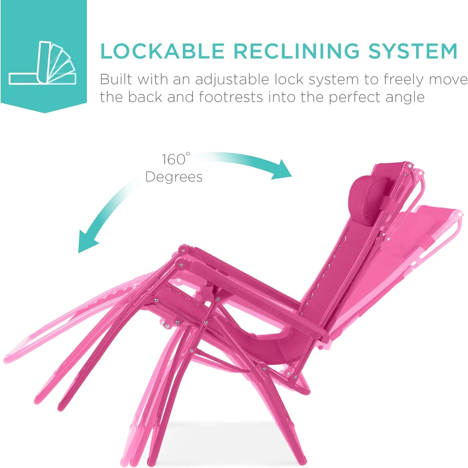 Best Choice Products – Silla Reclinable de Patio con Gravedad Cero, Ajustable y Plegable para Exteriores con Dosel, Almohada Cervical y Bandeja Lateral, Textileno – Azul Pavo Real