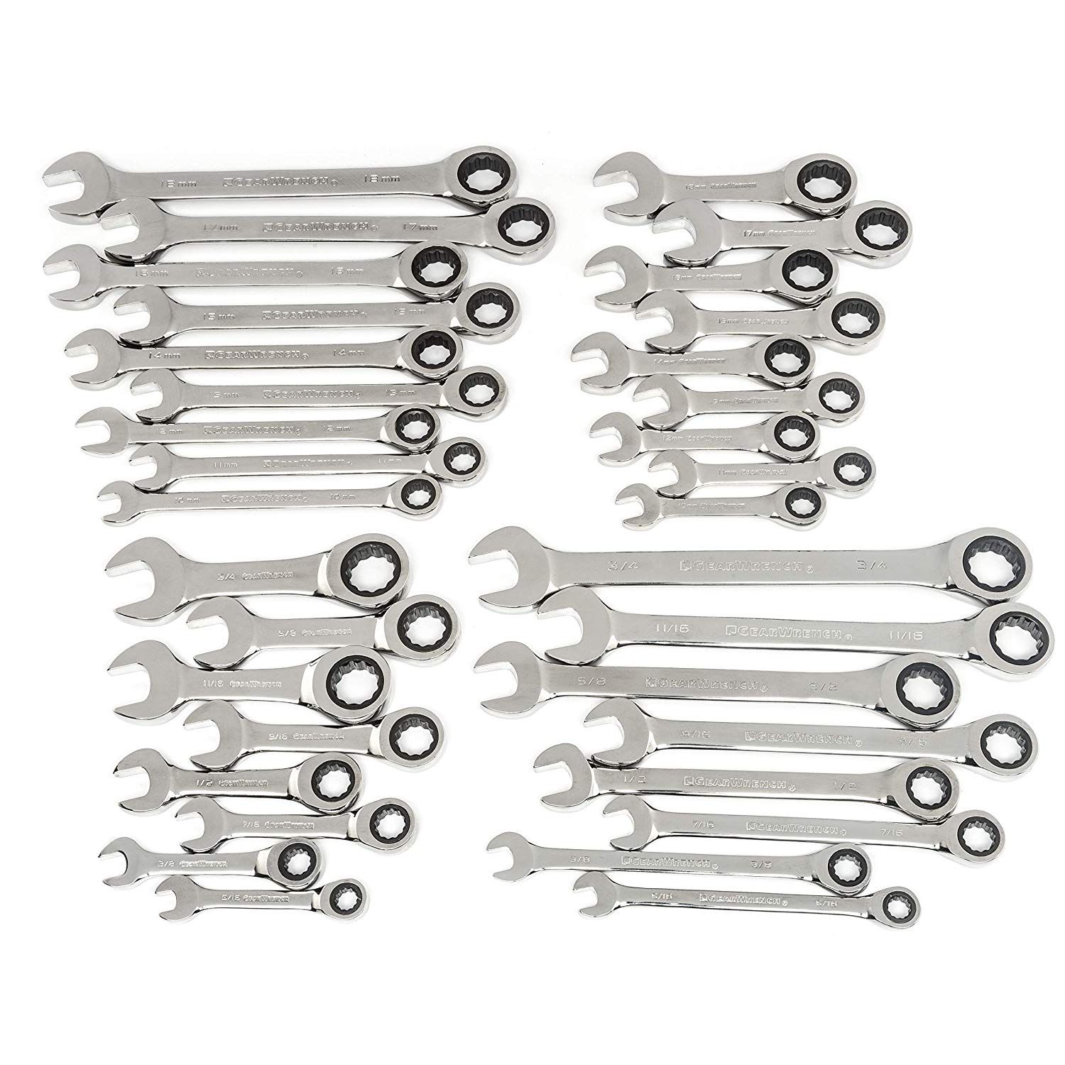 Juego de Llaves de Carraca GEARWRENCH 85034 SAE/MM (34 Piezas)