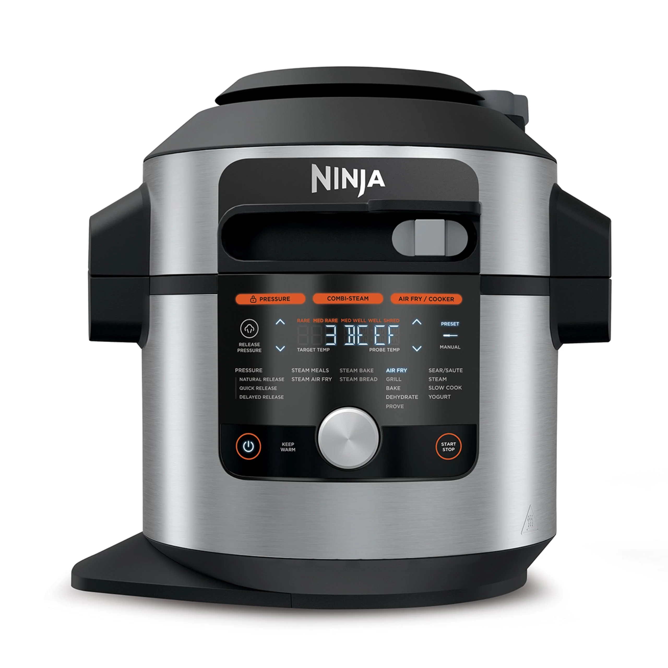 2025 Ninja Foodi MAX Olla Multifunción con Tapa Inteligente, 7,5 L, Olla Multifunción 14 en 1, Olla a Presión, Freidora de Aire, Cocina Lenta, Sensor Digital de Temperatura, Acero Inoxidable, OL750EU