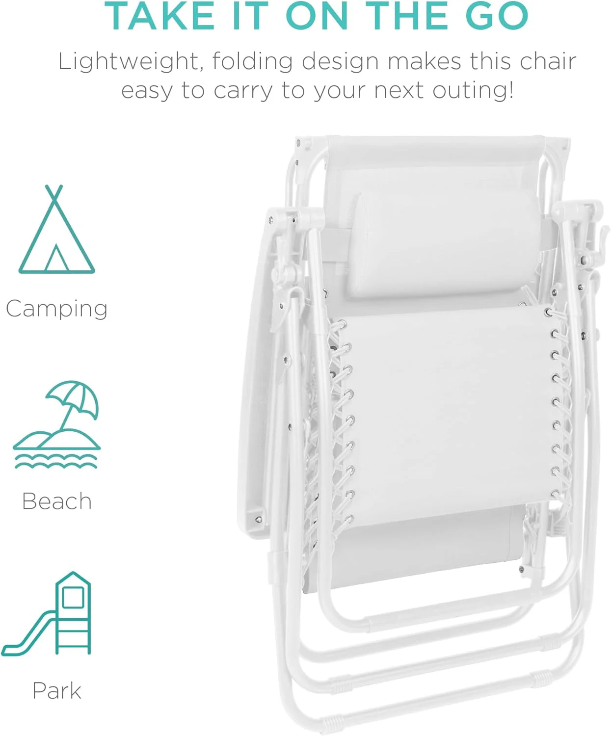 Best Choice Products – Silla Reclinable de Patio con Gravedad Cero, Ajustable y Plegable para Exteriores con Dosel, Almohada Cervical y Bandeja Lateral, Textileno – Azul Pavo Real