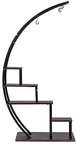 Soporte para Plantas de Metal Creativo con Forma de Media Luna, Estante Escalera para Macetas (Paquete de 2)