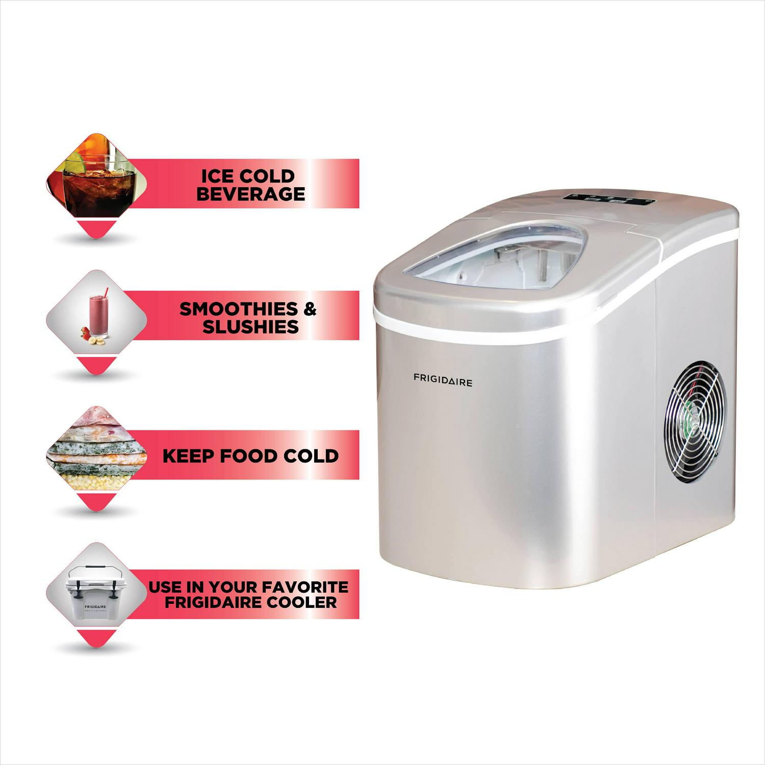 2025 Frigidaire – Máquina de hielo portátil de encimera 26 lb – Plateada (Modelo EFIC108)