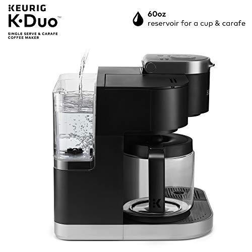 Cafetera Keurig K-Duo, de Una Taza y 12 Tazas con Cafetera de Goteo, Compatible con Cápsulas K-Cup y Café Molido, Negro