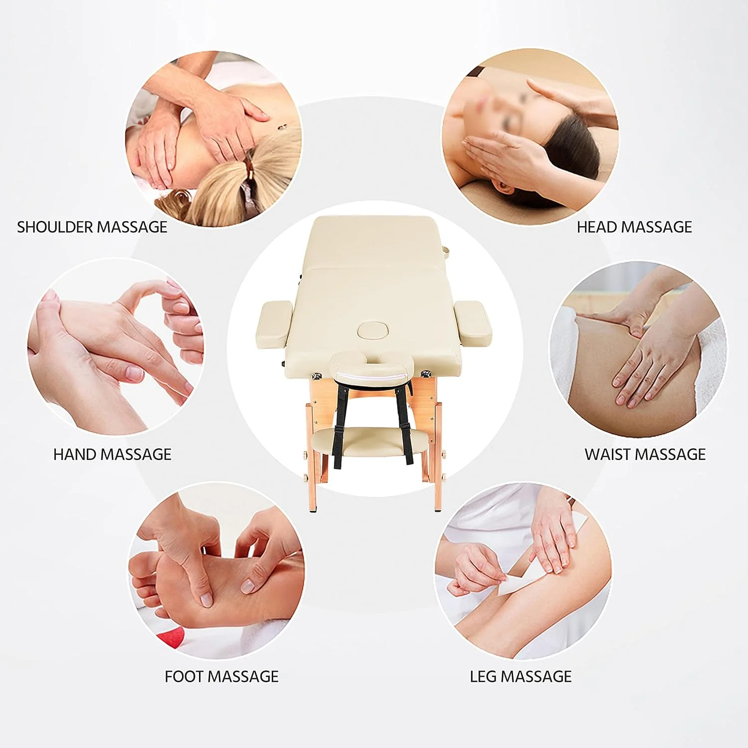 Mesa de Masajes Yaheetech – Mesa Plegable Portátil para Tratamientos, Pestañas, Spa – Mesa de Masaje Ajustable en 2 Secciones con Bolsa No Tejida, 24 pulgadas, Negra