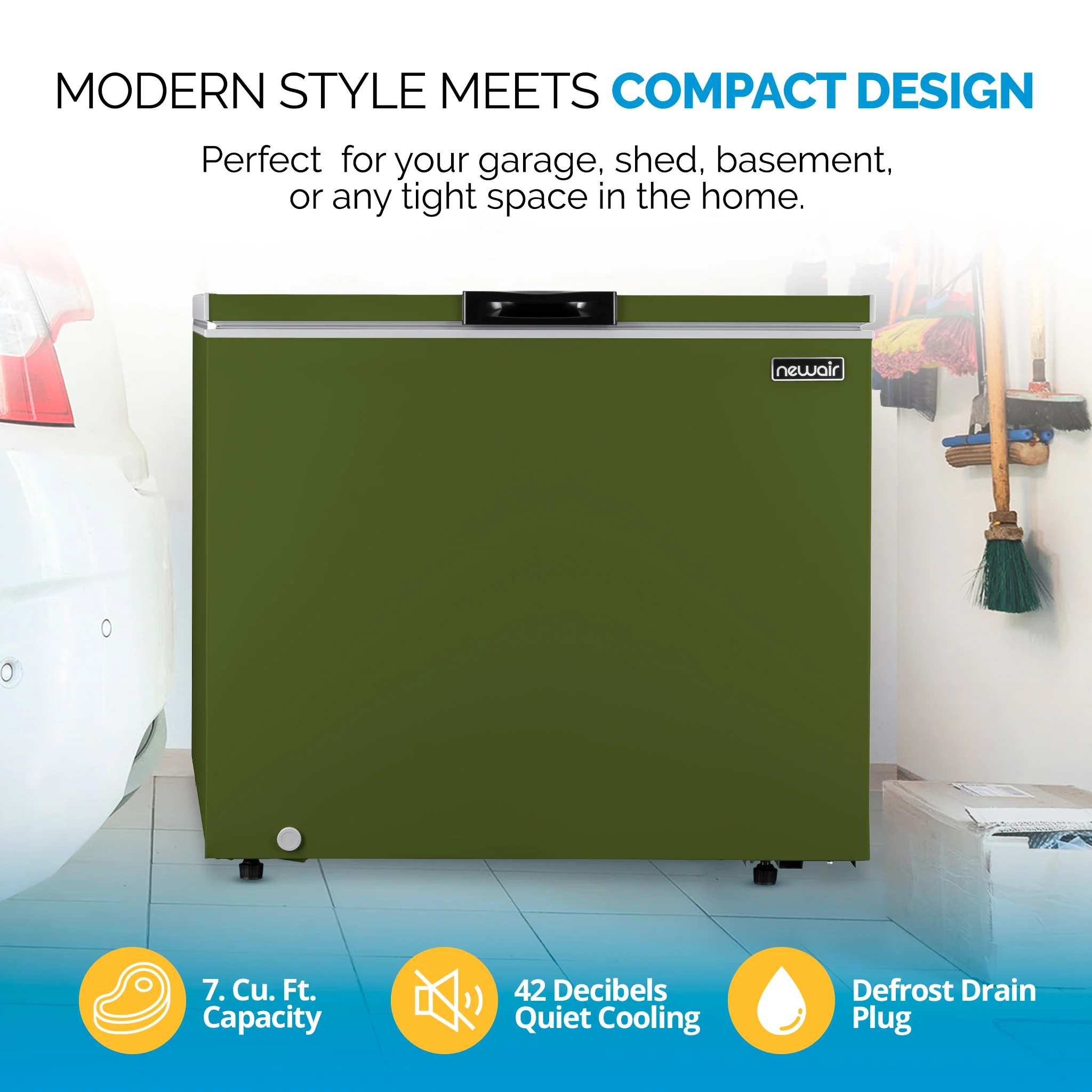 2025 Congelador Vertical Compacto Newair – 6,7 pies³ – Verde Militar
