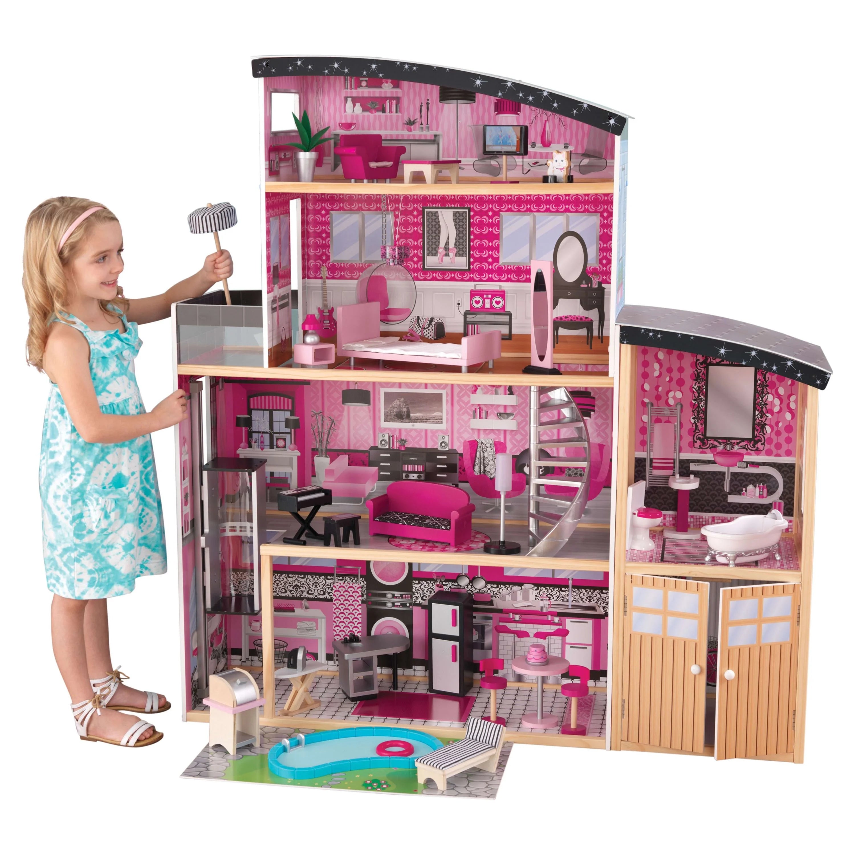 Casa de Muñecas de Madera KidKraft Sparkle Mansion con 30 Accesorios