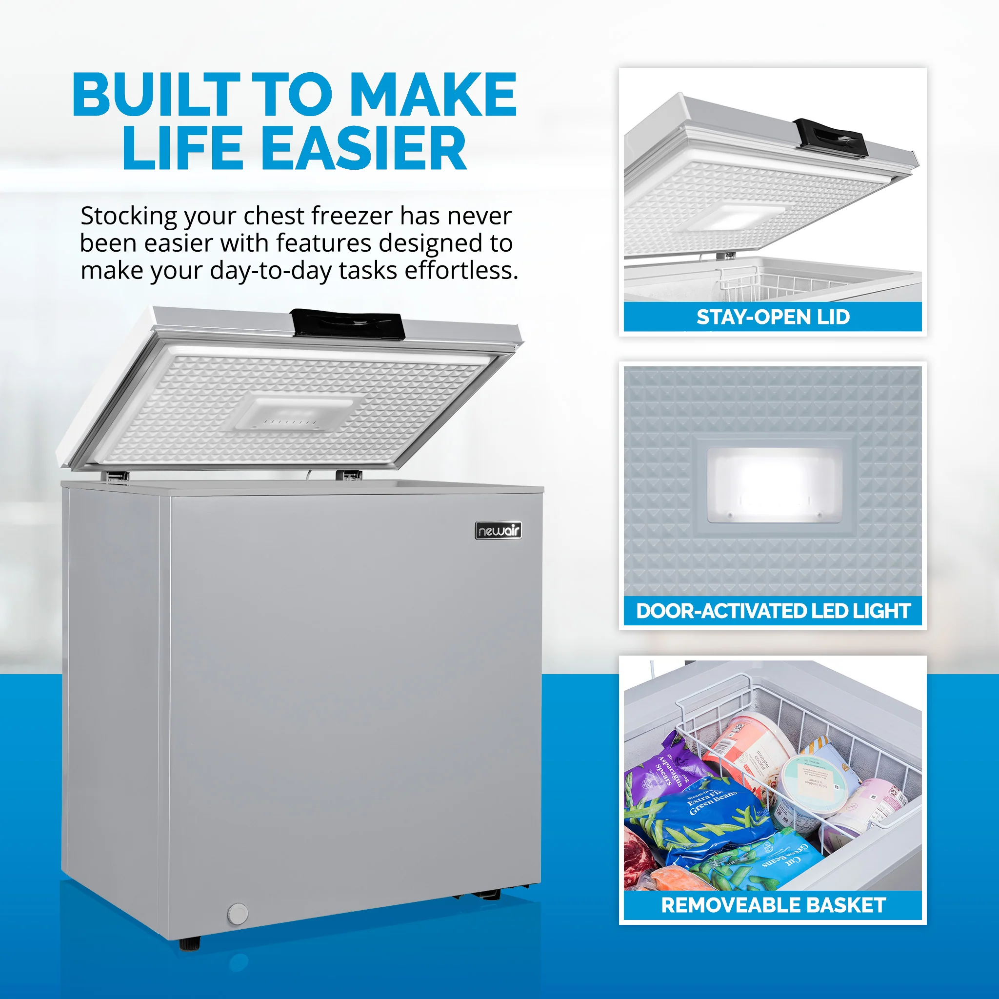 2025 Mini congelador Newair®, 5 pies cúbicos – Gris frío